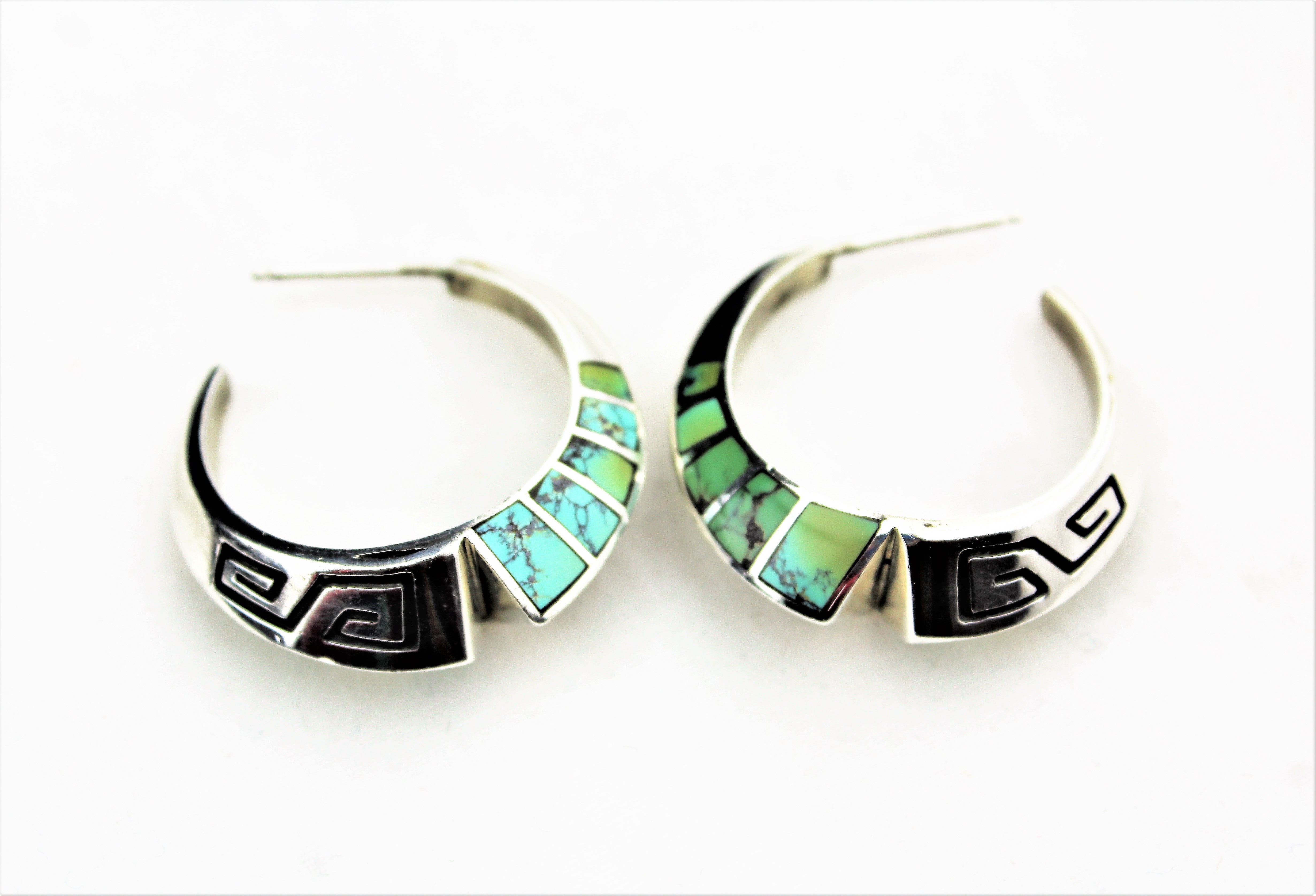 Sterling Silver Turquoise Inlay Earrings