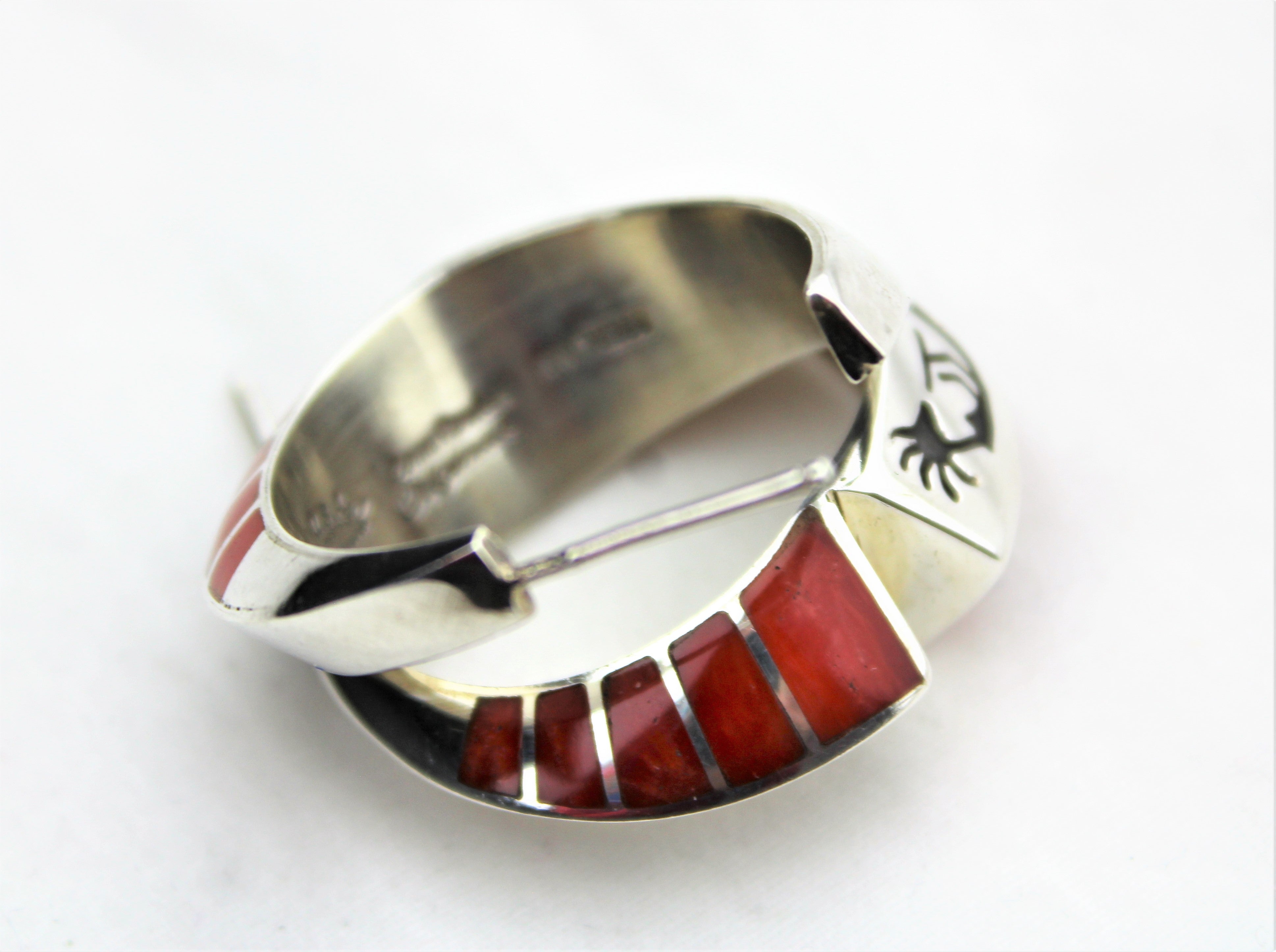 Sterling Kokopelli Coral Inlay Earrings