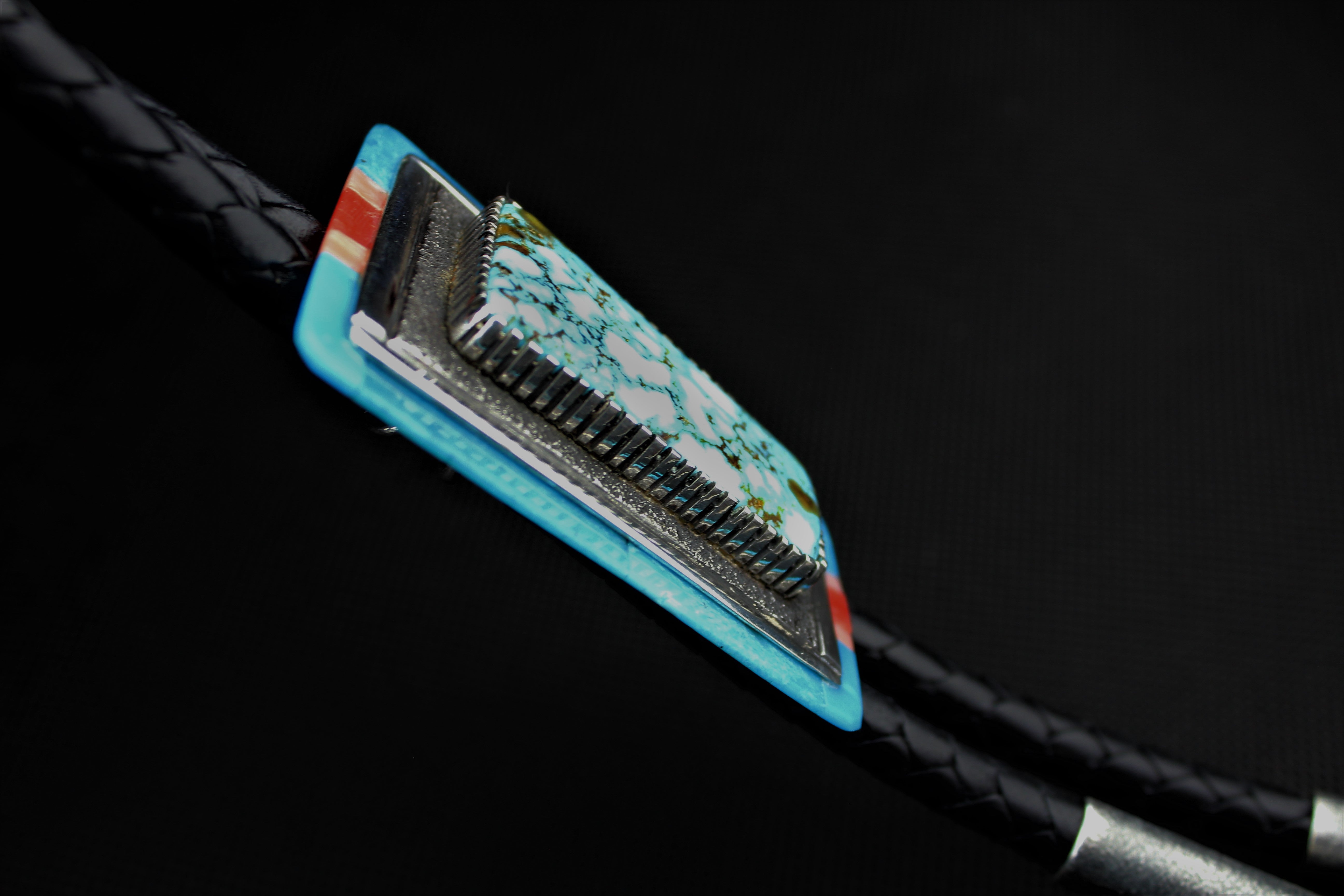 Jack Tom Inlay Turquoise Bolo Tie