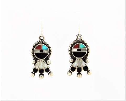 1930s Zuni Face with Raindrops Earrings