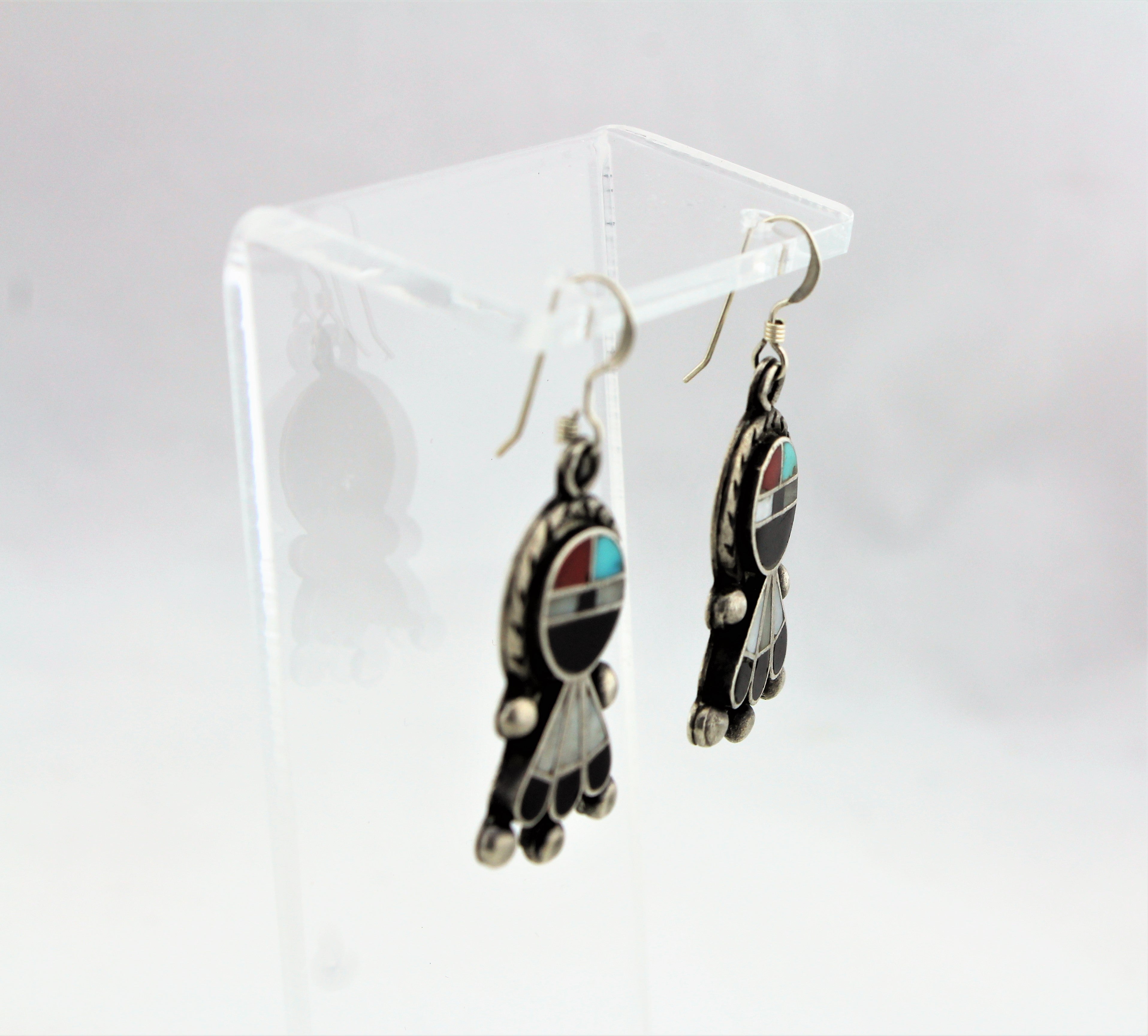 1930s Zuni Face with Raindrops Earrings