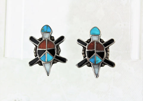 1930s Zuni Turtle Earrings