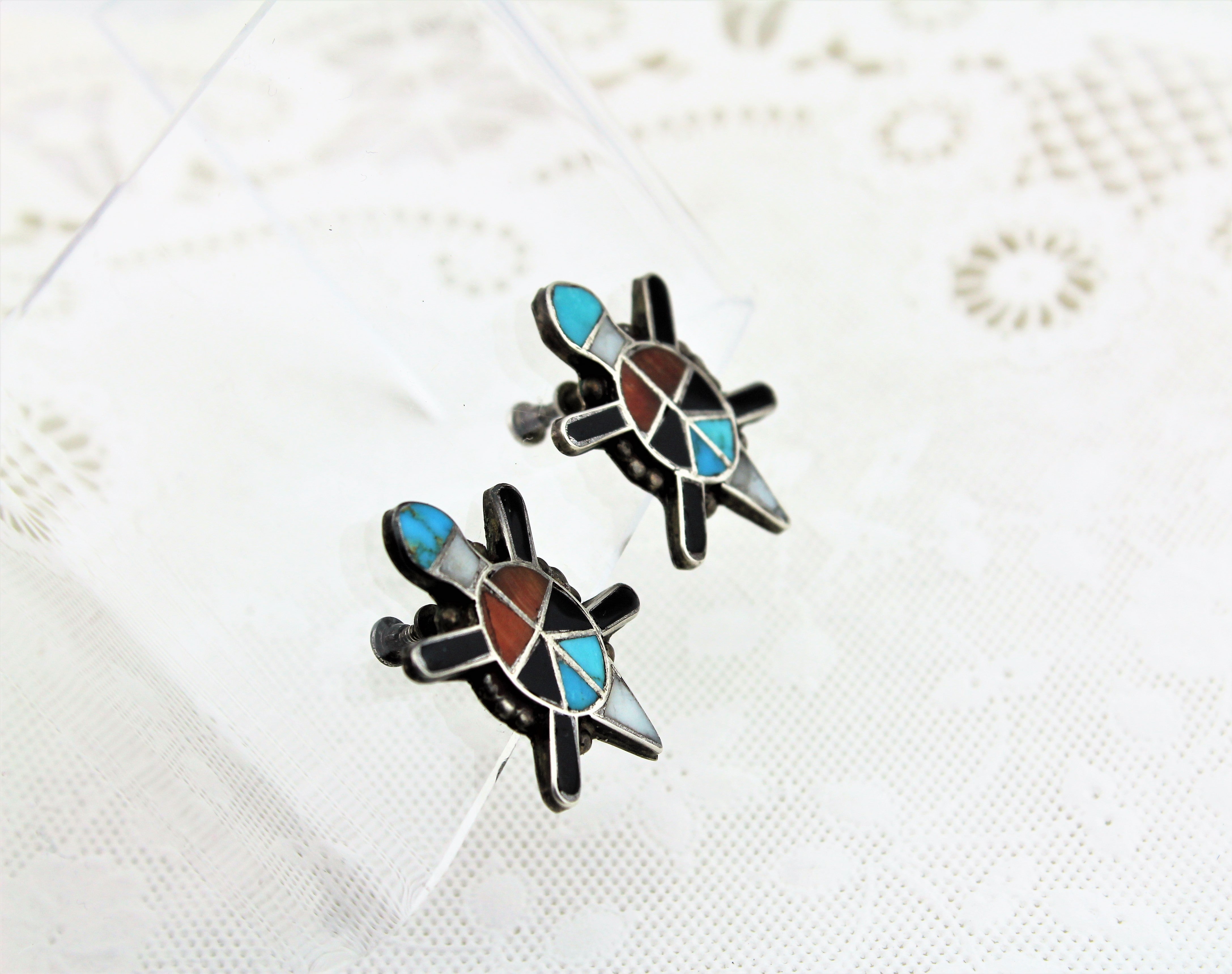 1930s Zuni Turtle Earrings