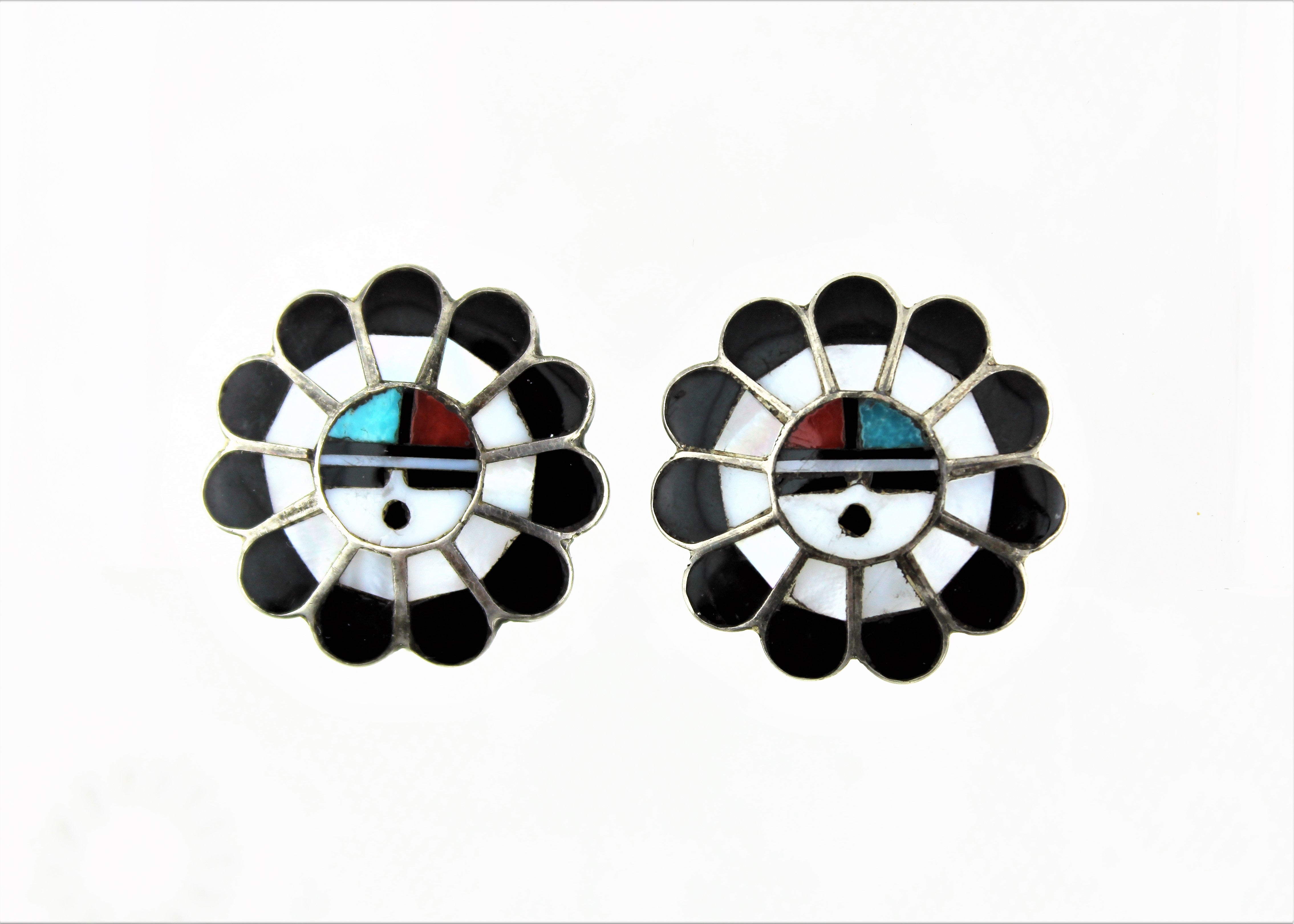 Vintage Zuni Sunface Earrings