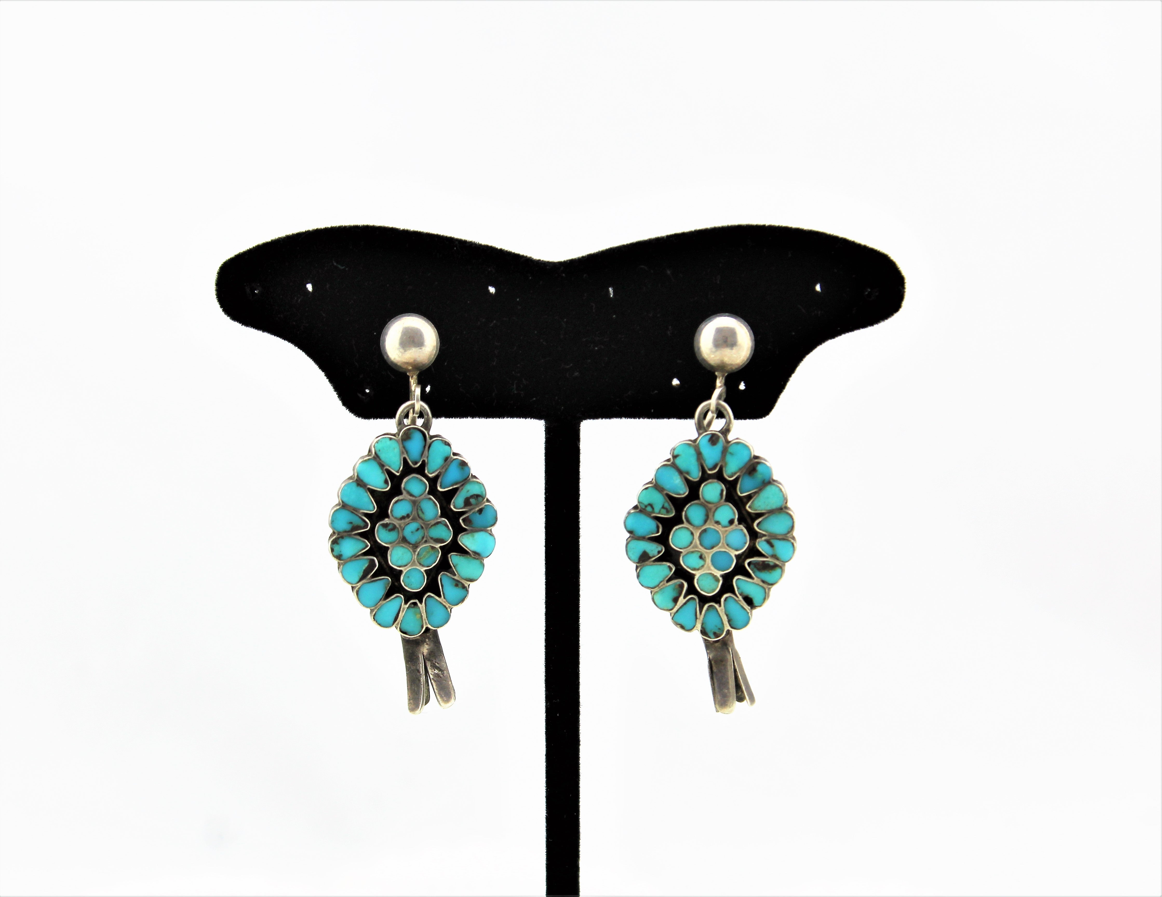 Frank Dishta Zuni Cluster Earrings