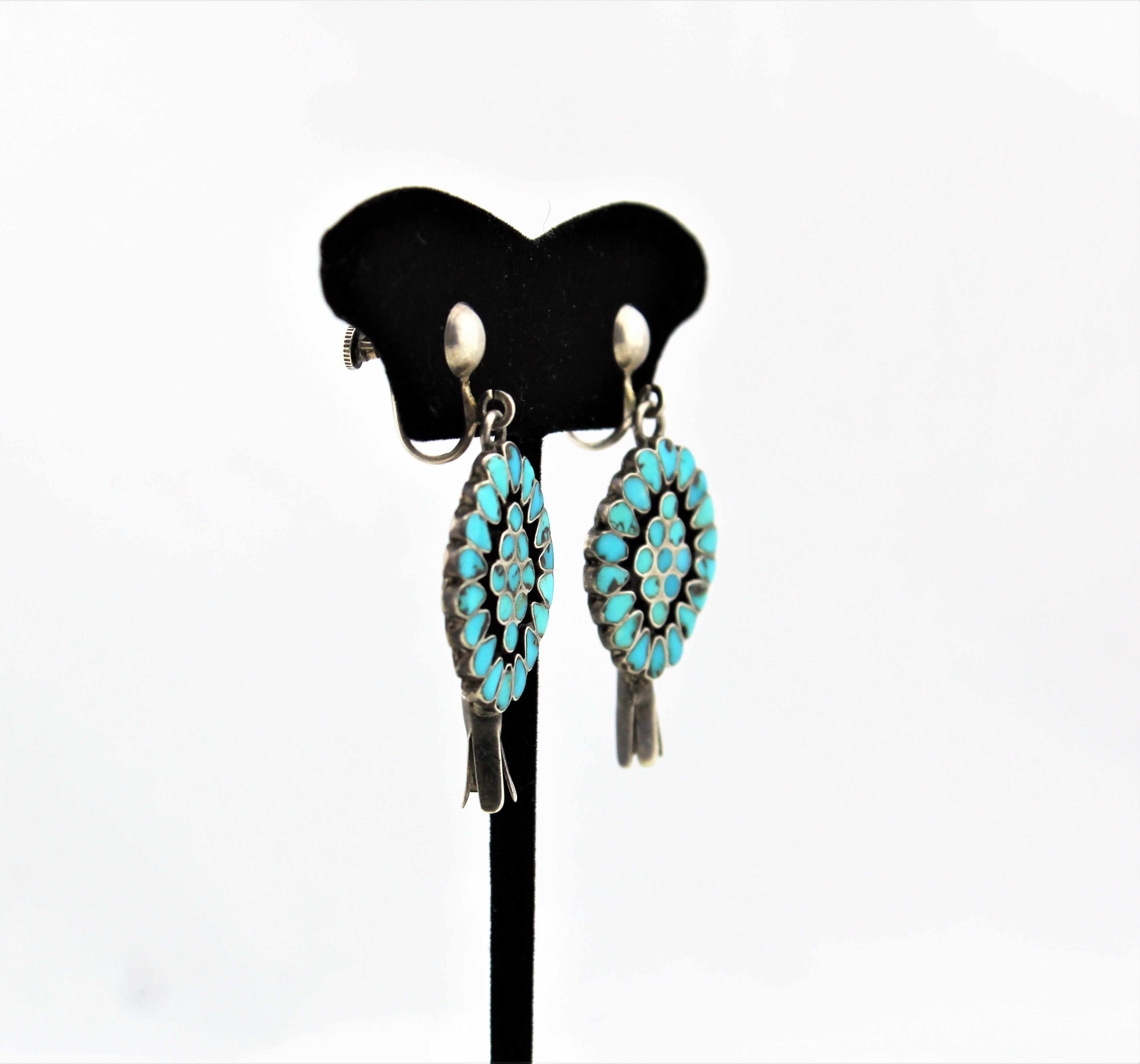 Frank Dishta Zuni Cluster Earrings