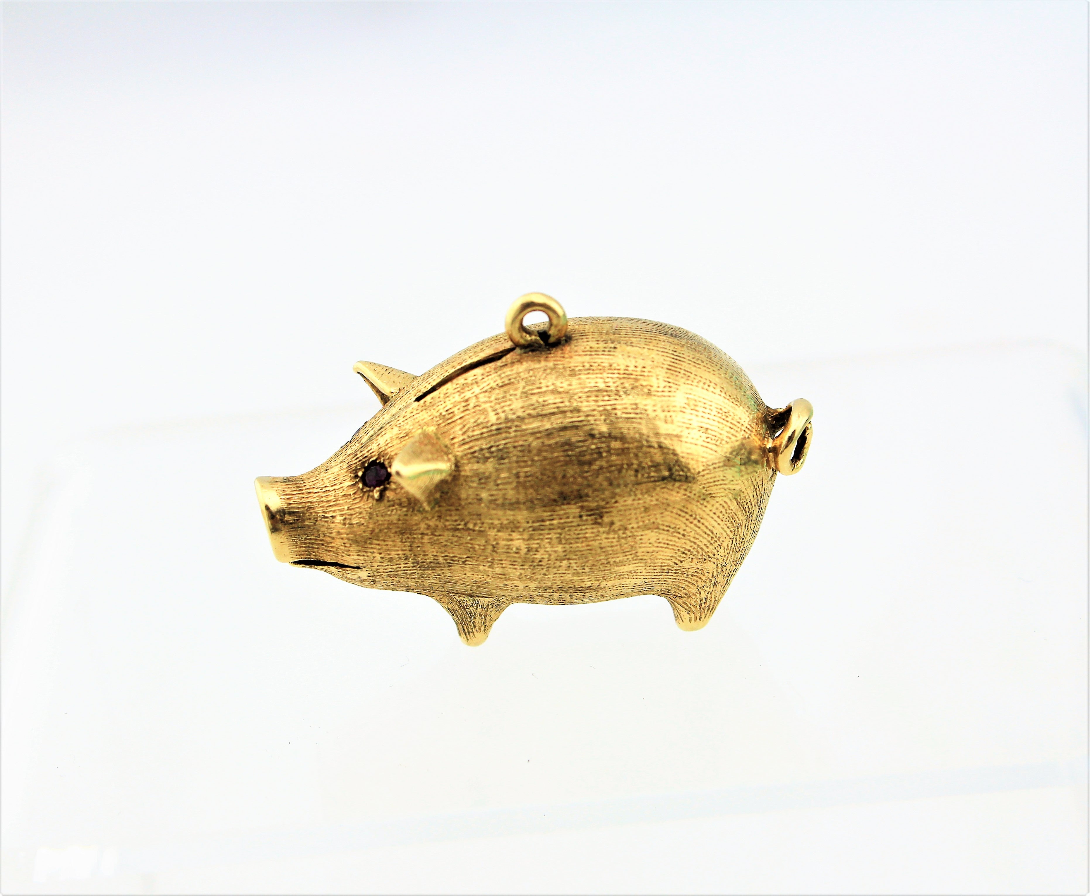 14K Gold Pig Necklace Charm