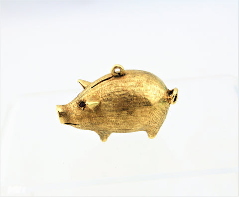 14K Gold Pig Necklace Charm