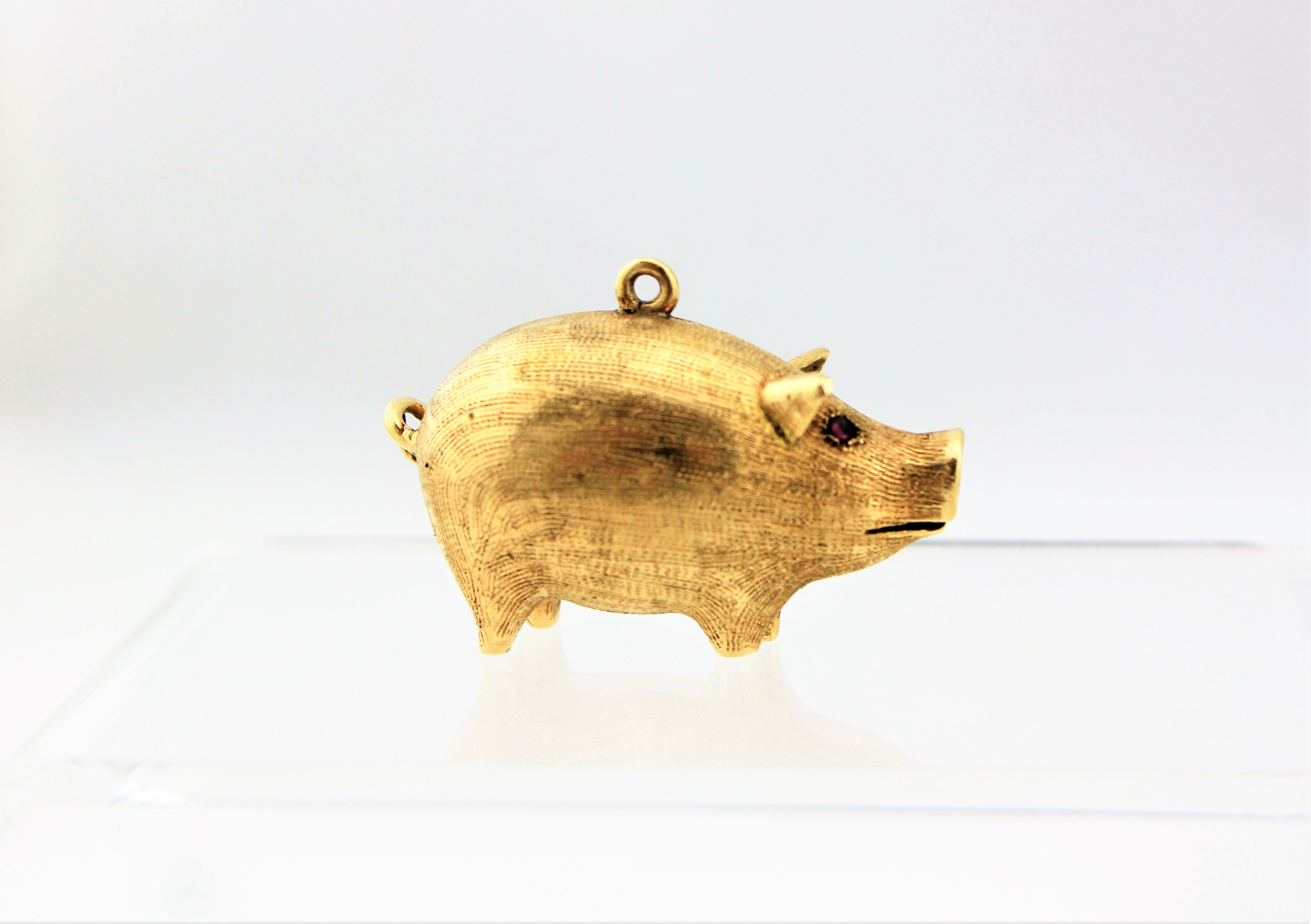 14K Gold Pig Necklace Charm