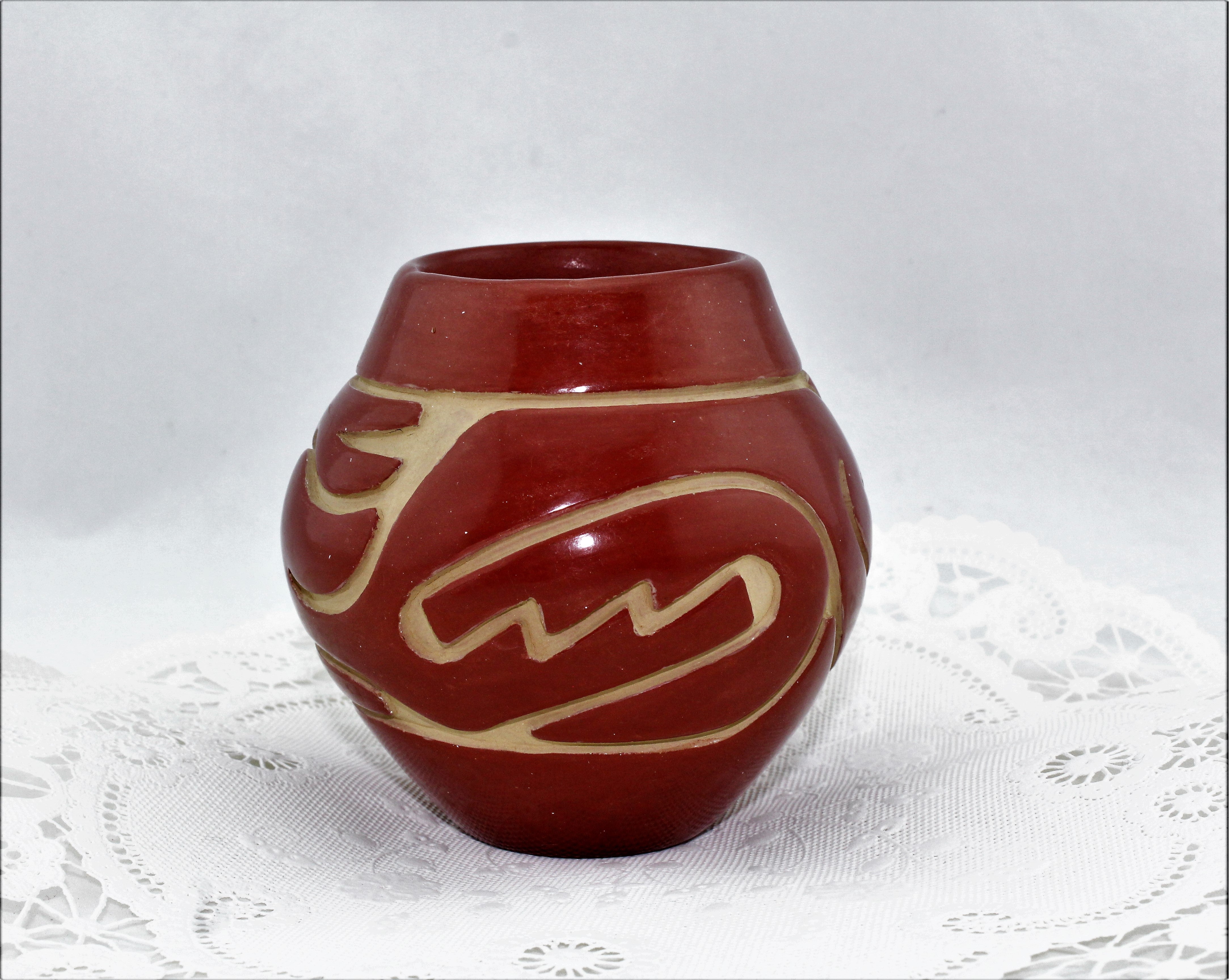 Stella Chavarria Santa Clara Carved Redware Pottery
