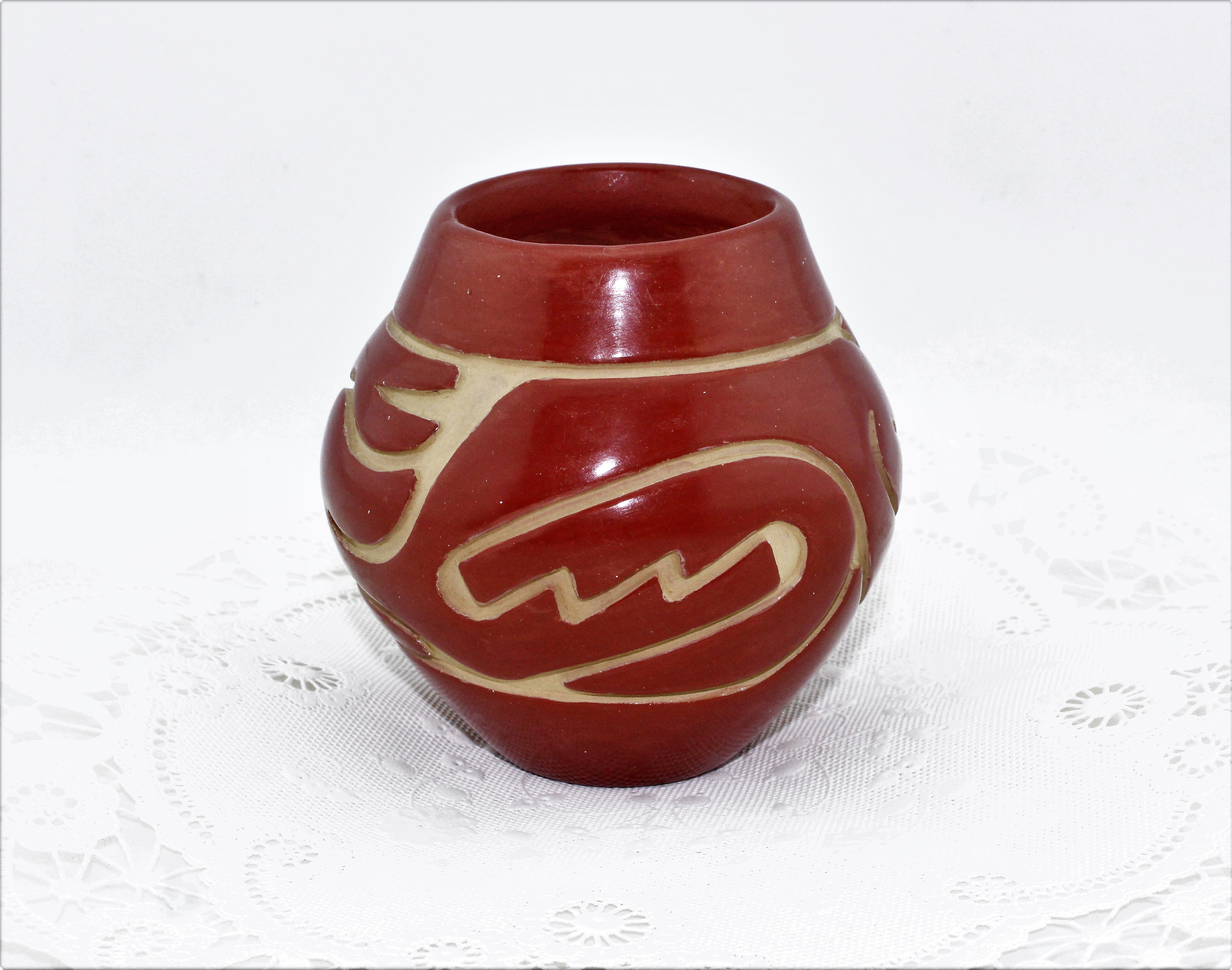Stella Chavarria Santa Clara Carved Redware Pottery