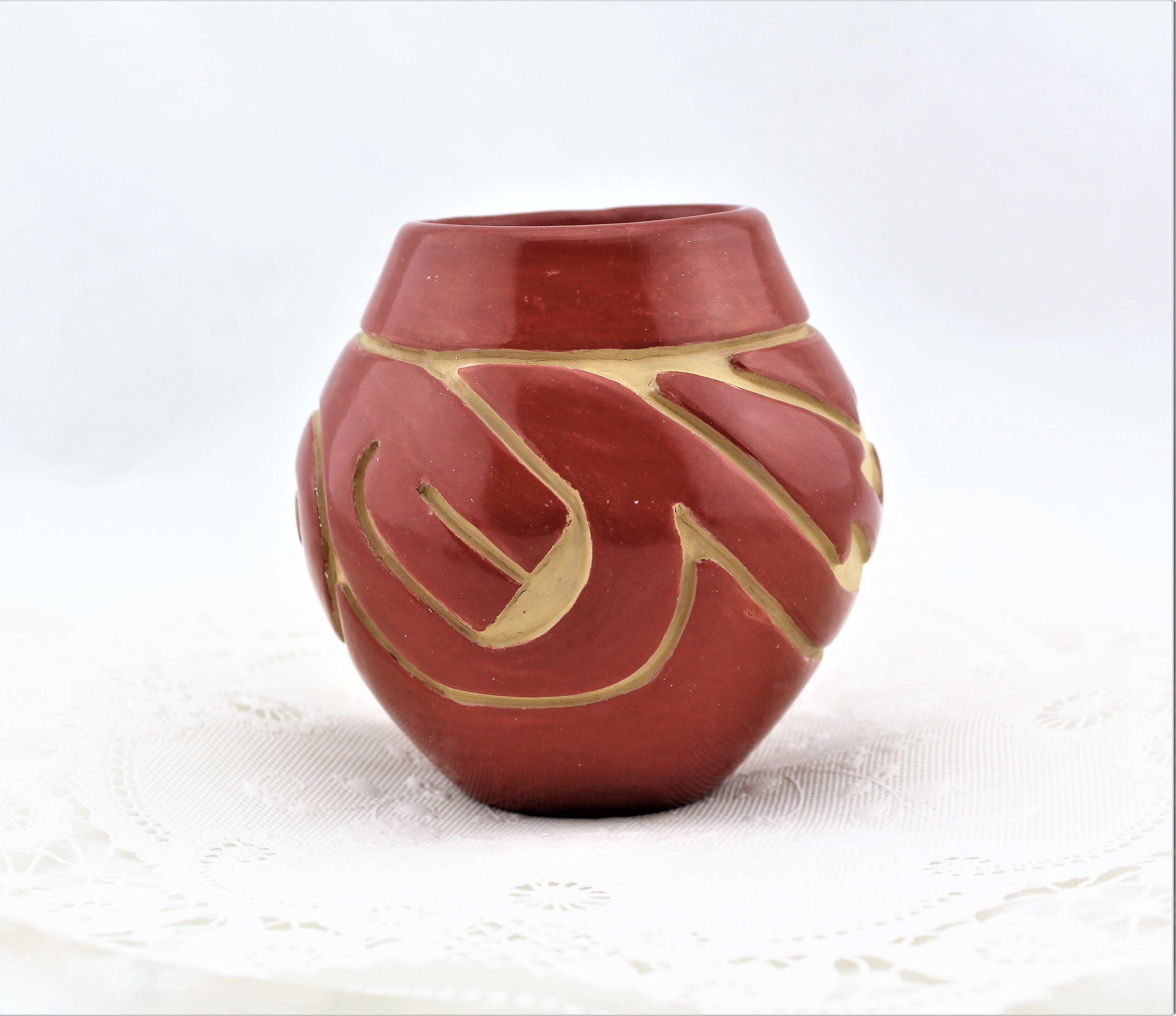 Stella Chavarria Santa Clara Carved Redware Pottery