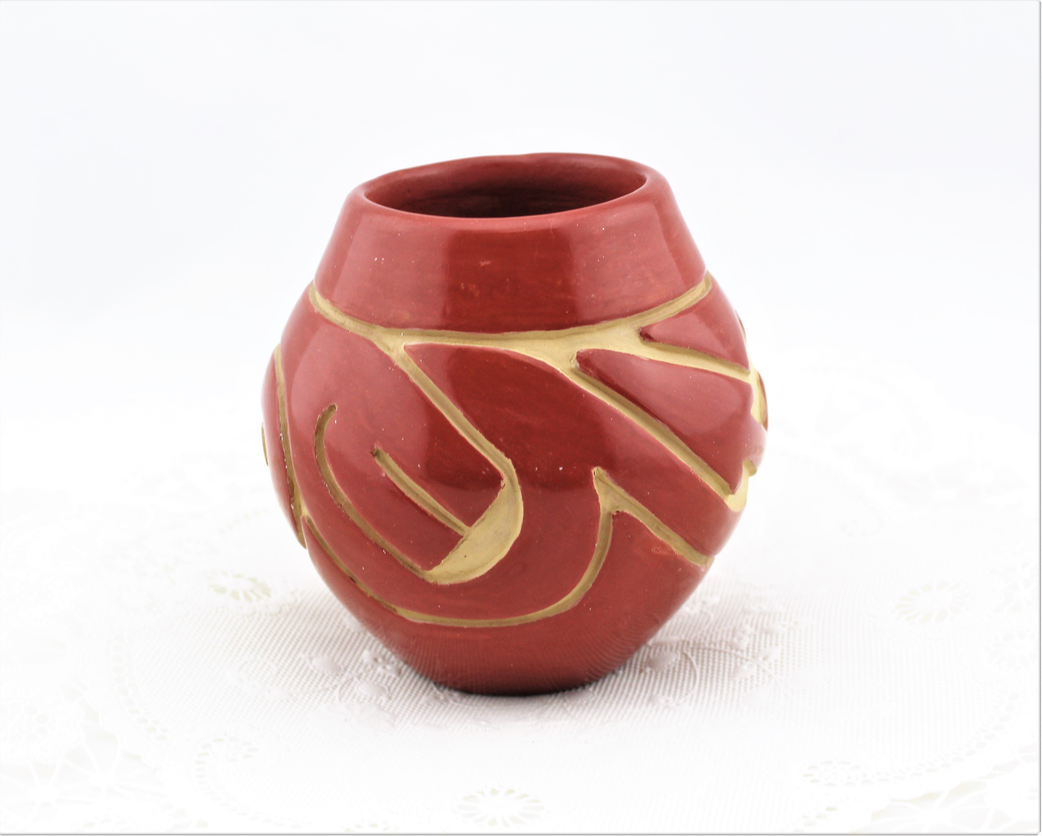 Stella Chavarria Santa Clara Carved Redware Pottery