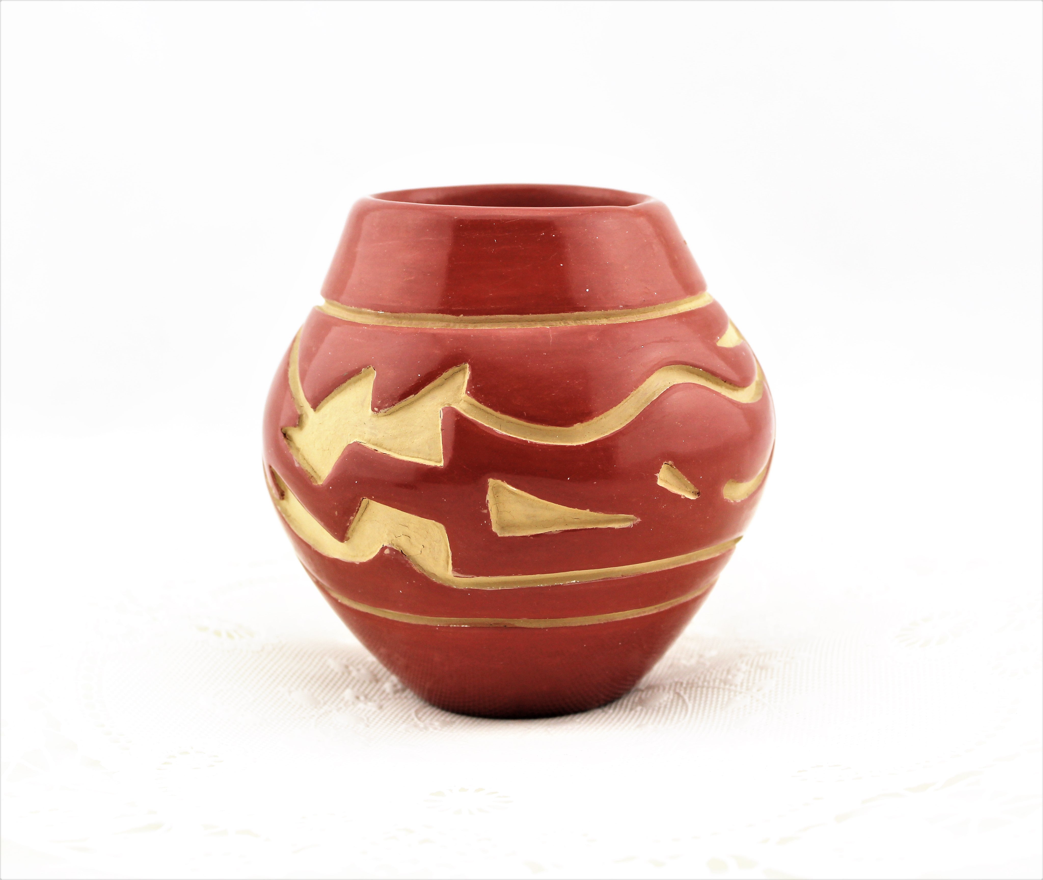 Stella Chavarria Santa Clara Carved Redware Pottery