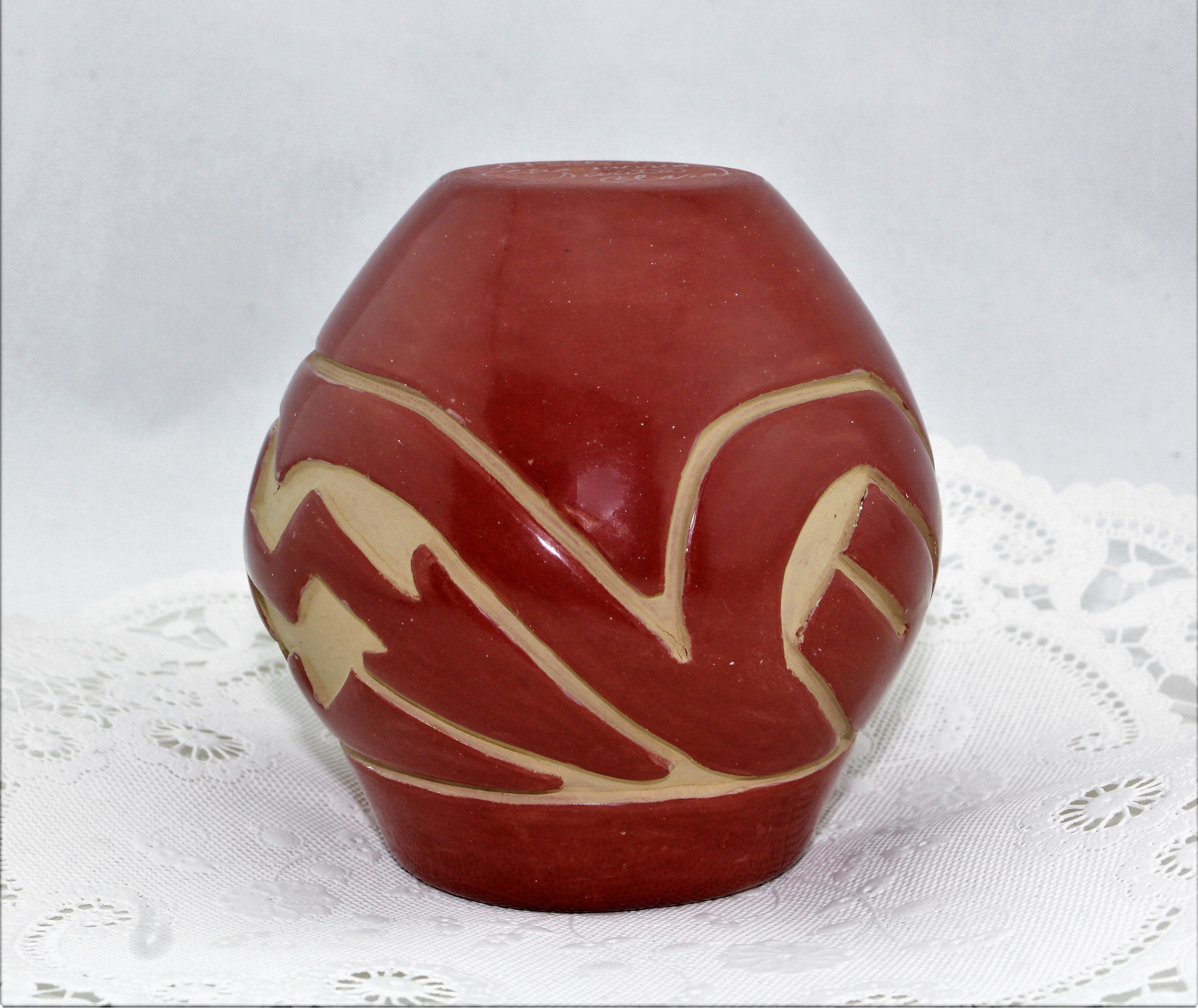 Stella Chavarria Santa Clara Carved Redware Pottery
