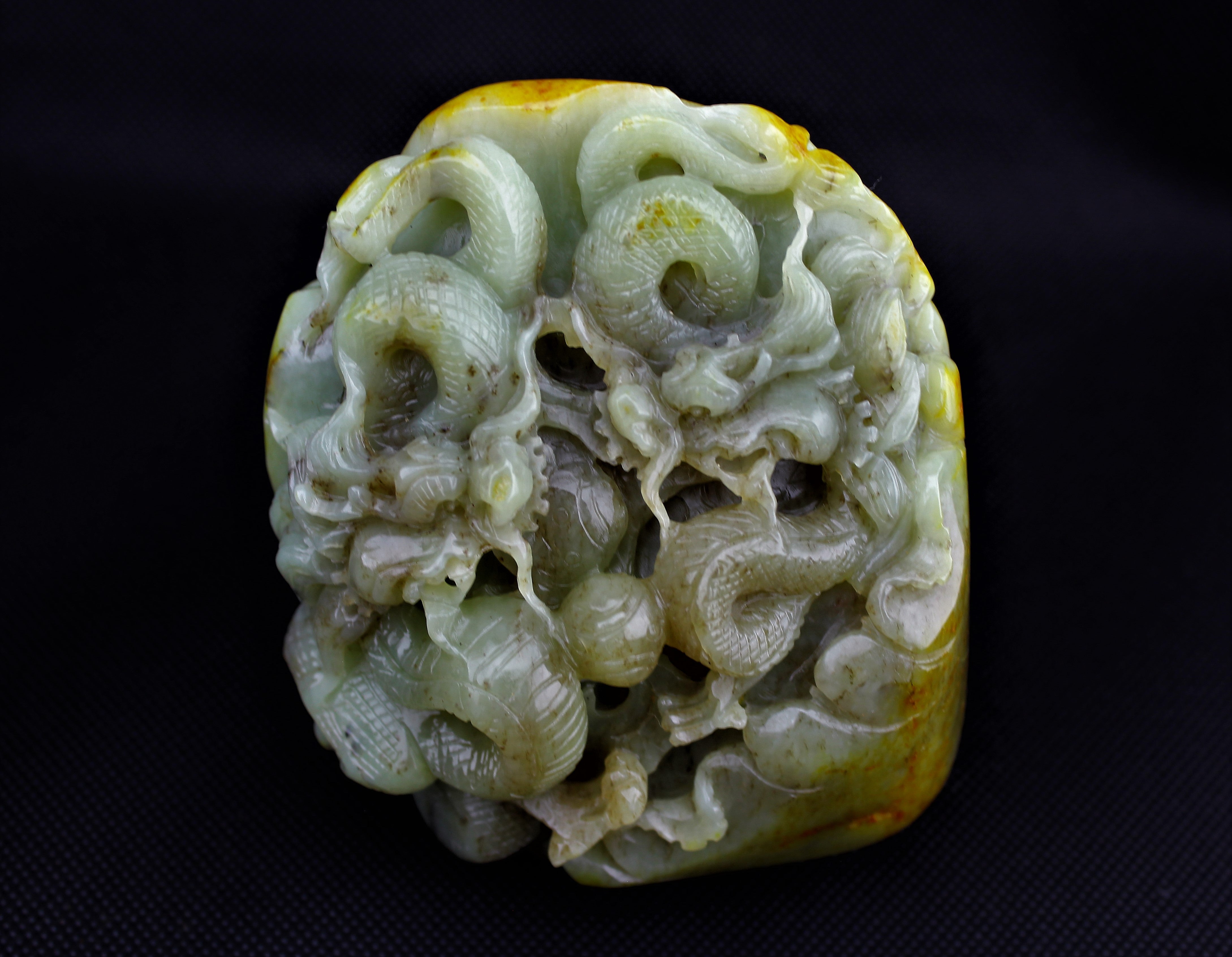 Double Dragon Jade Sculpture