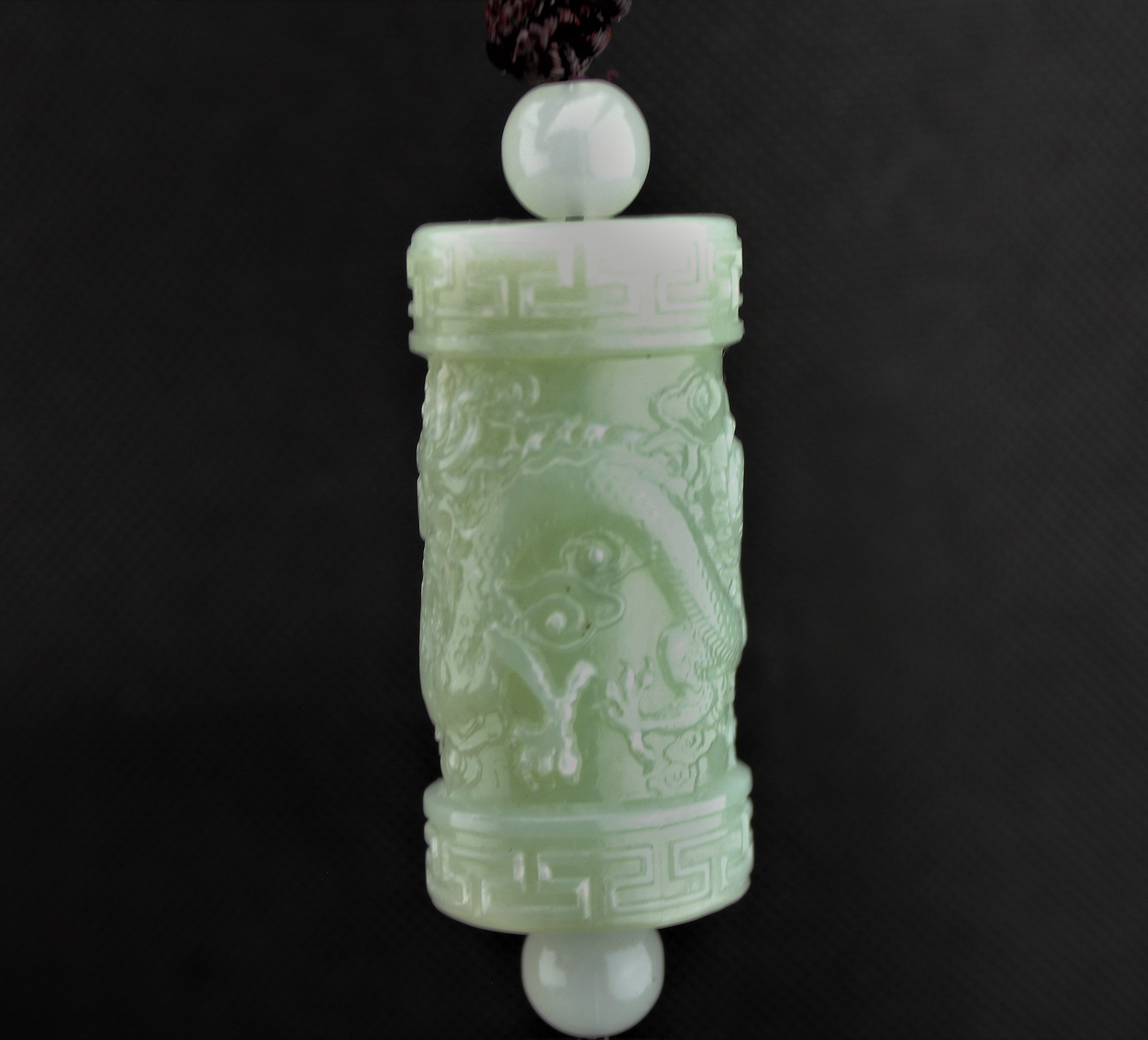 Jade Dragon Cylindrical Pendant