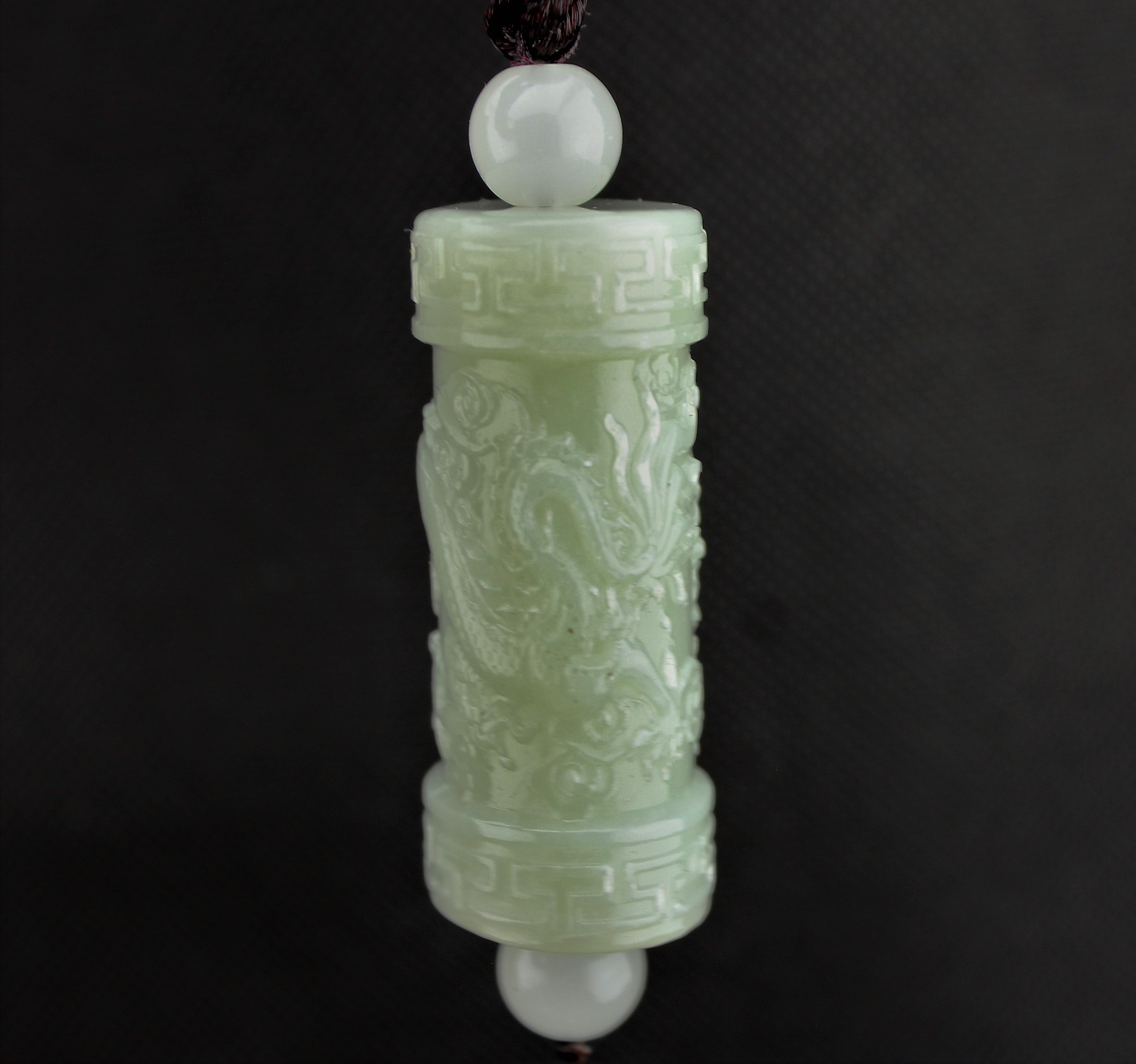 Jade Dragon Cylindrical Pendant