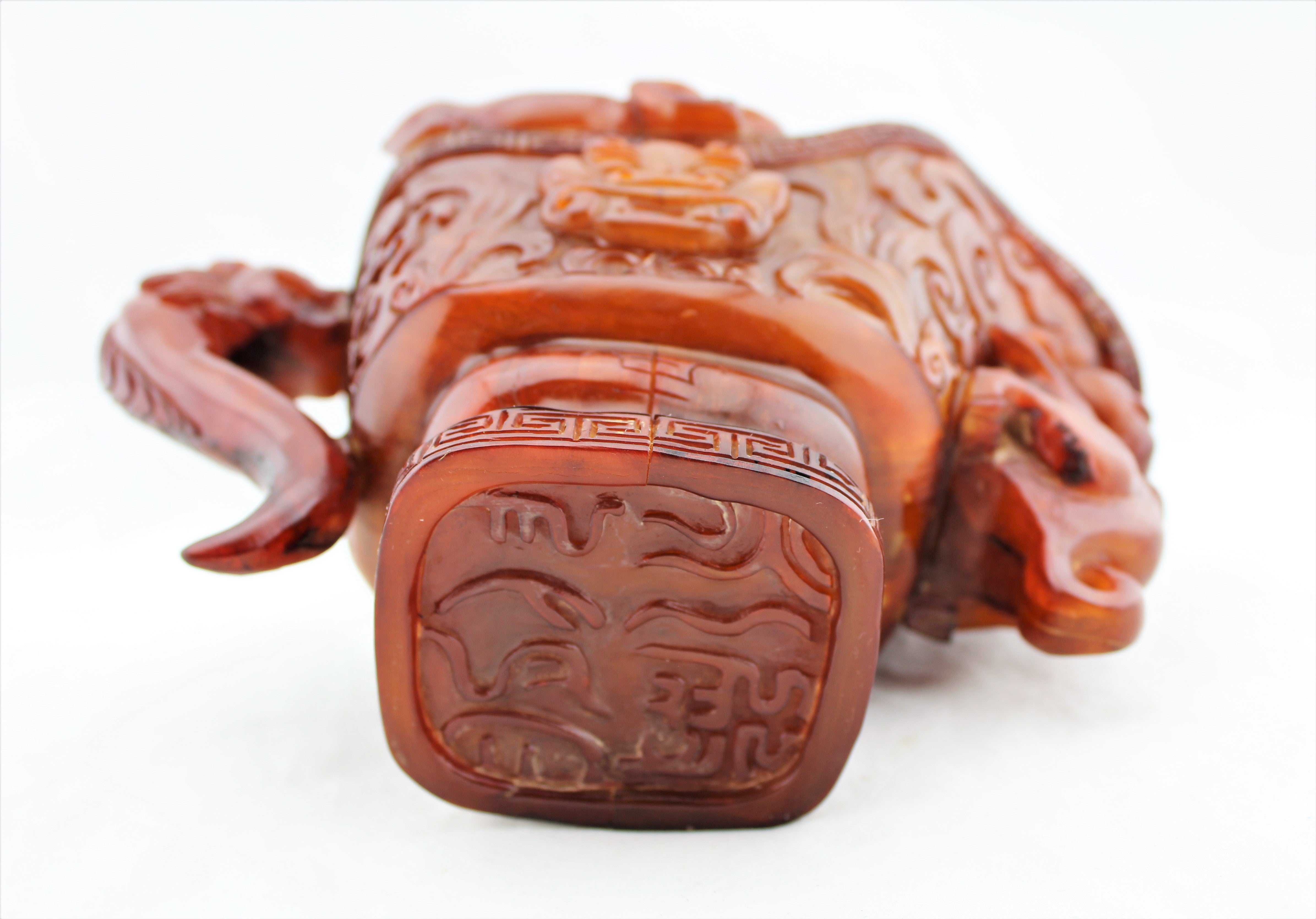 Carved Ox Horn Dragon Cup