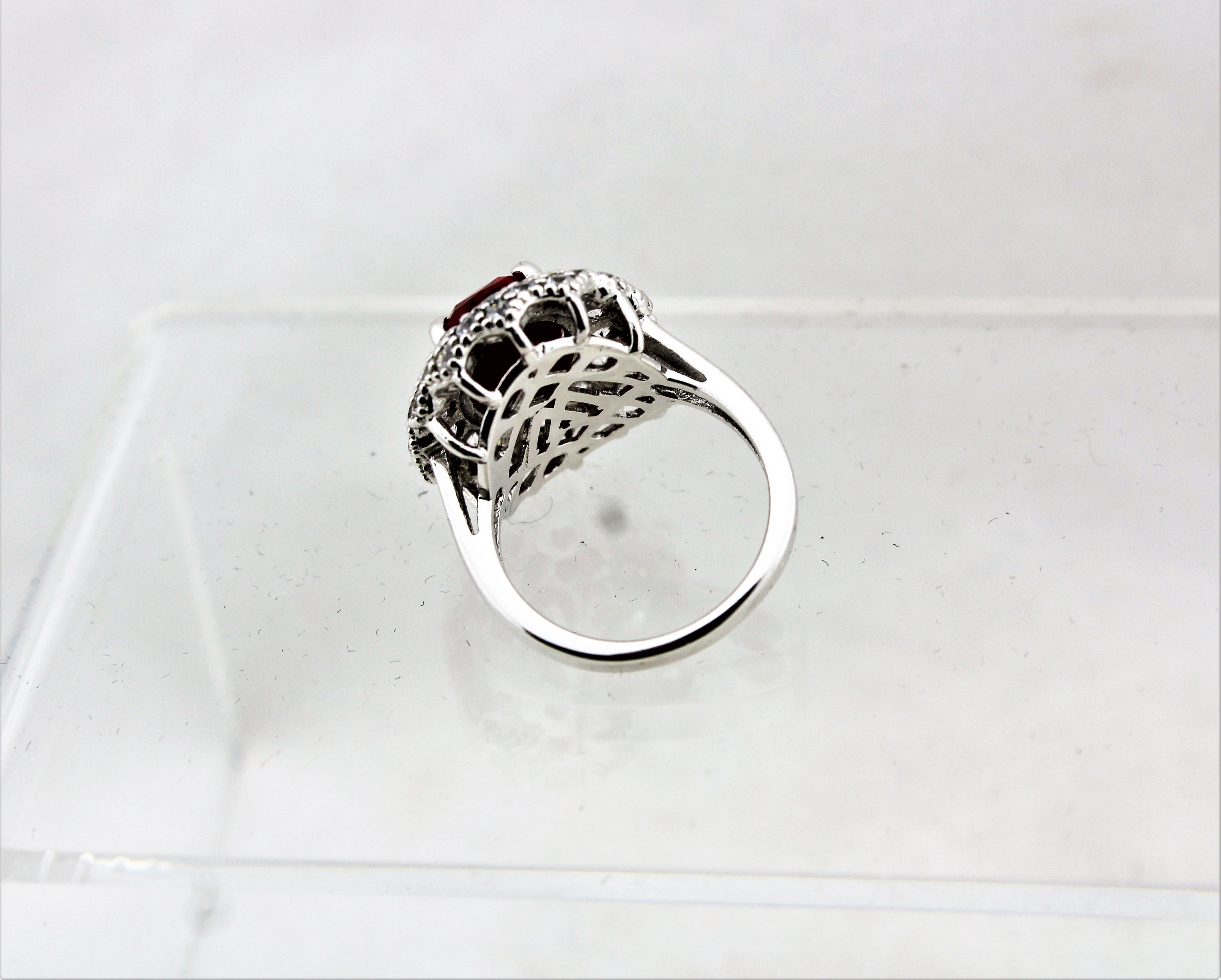 Sterling Silver Pink Sapphire Cocktail Ring