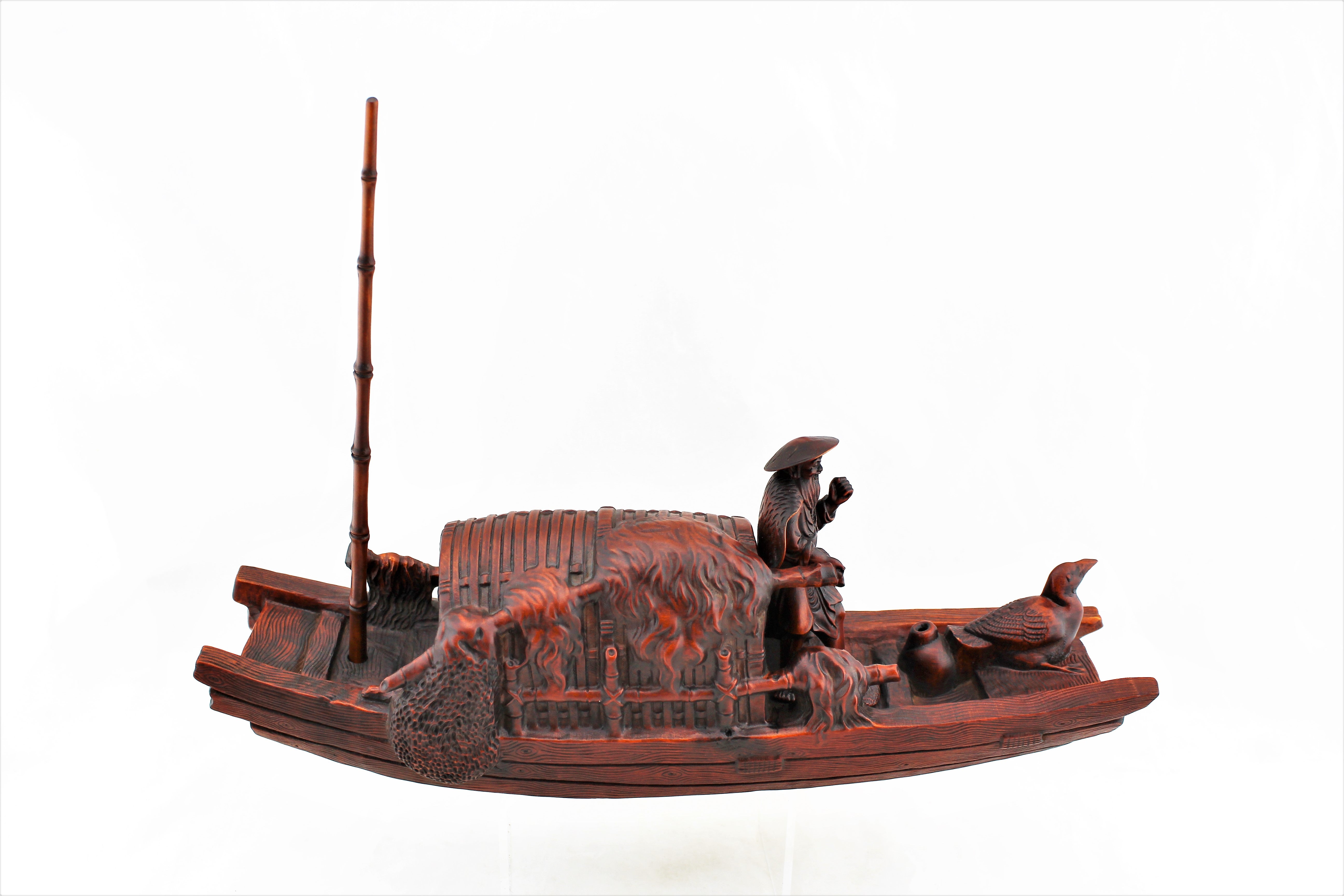 Boxwood Fisherman in a Boat