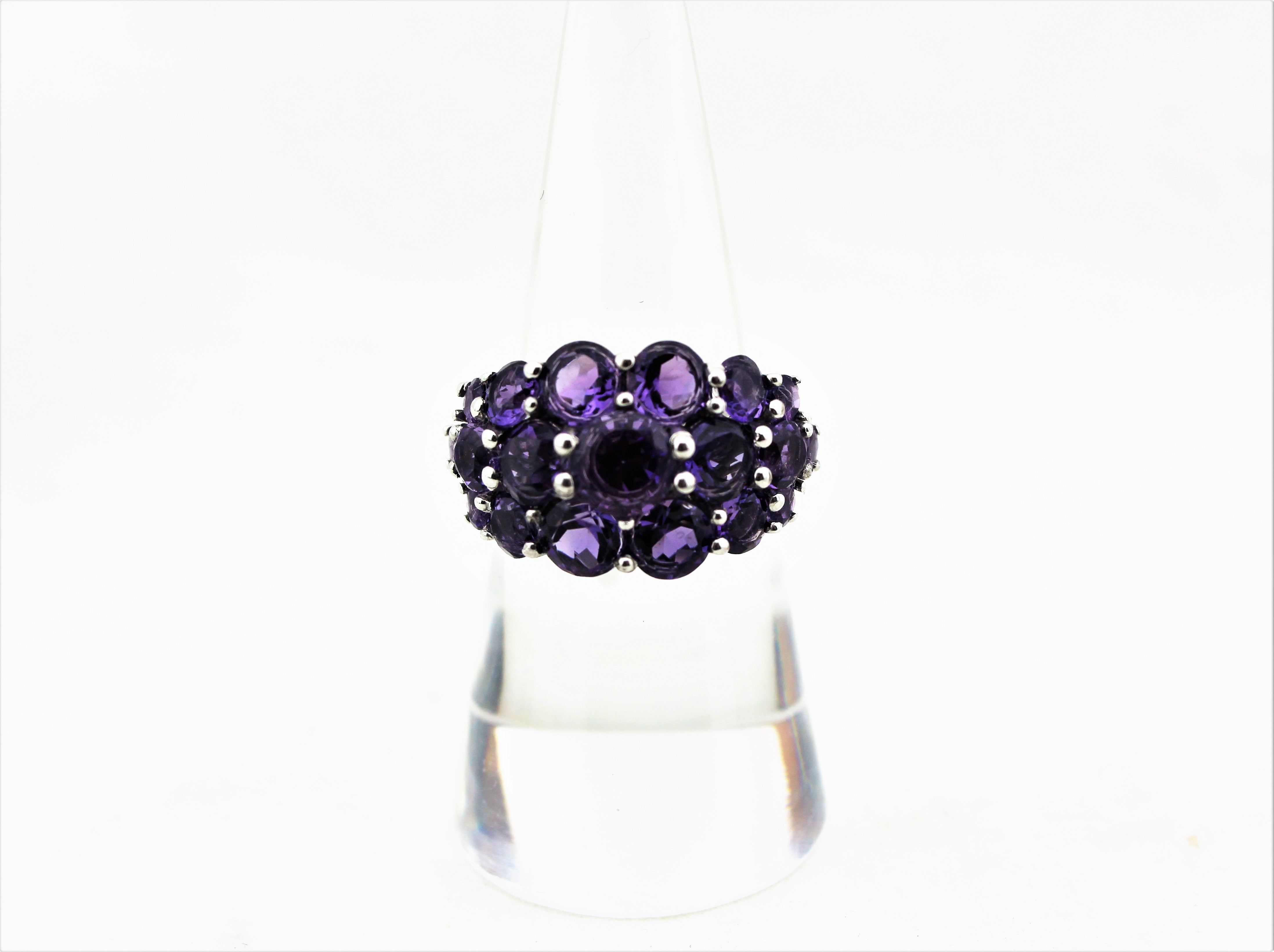 Sterling Silver Amethyst Cluster Ring