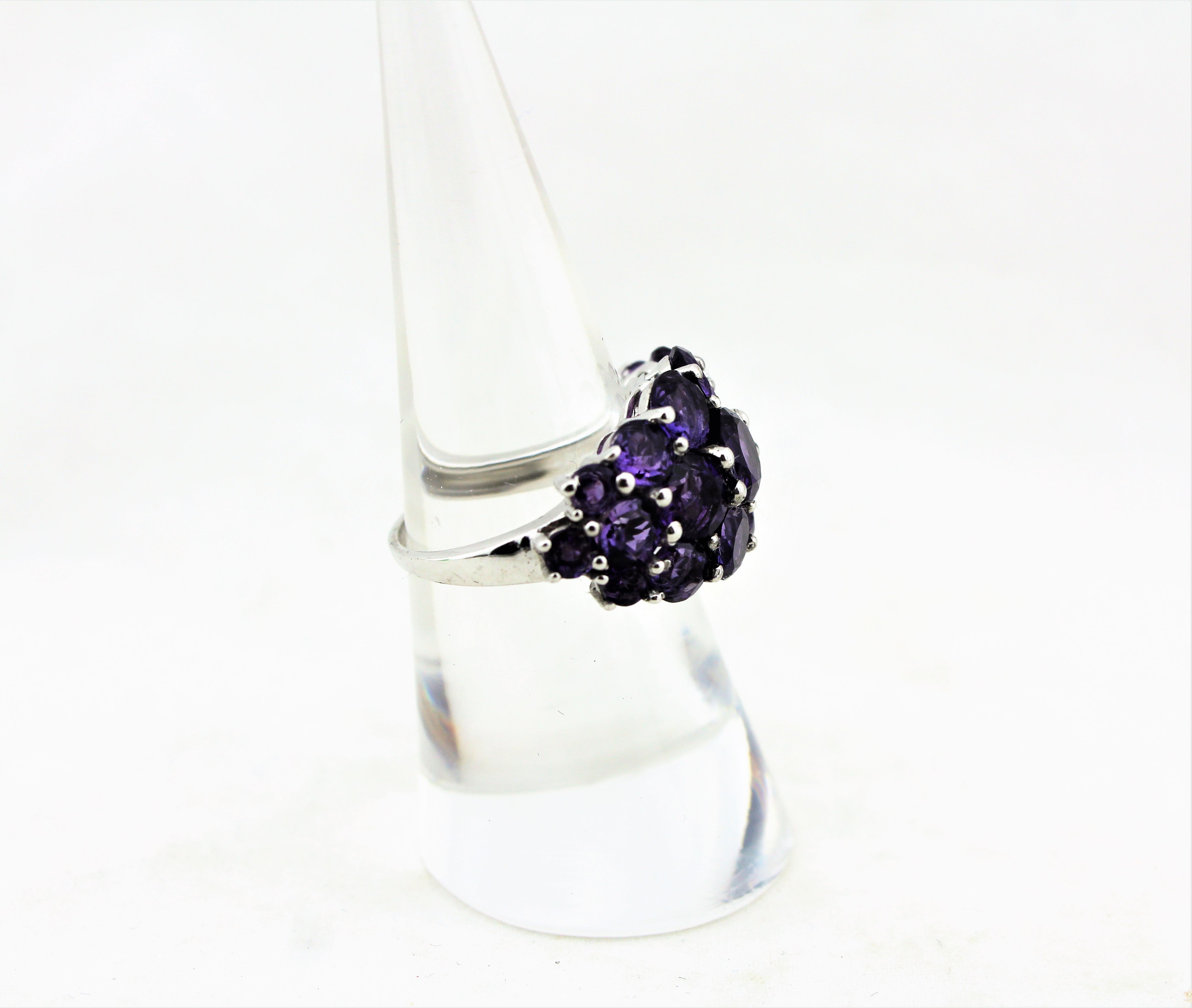 Sterling Silver Amethyst Cluster Ring
