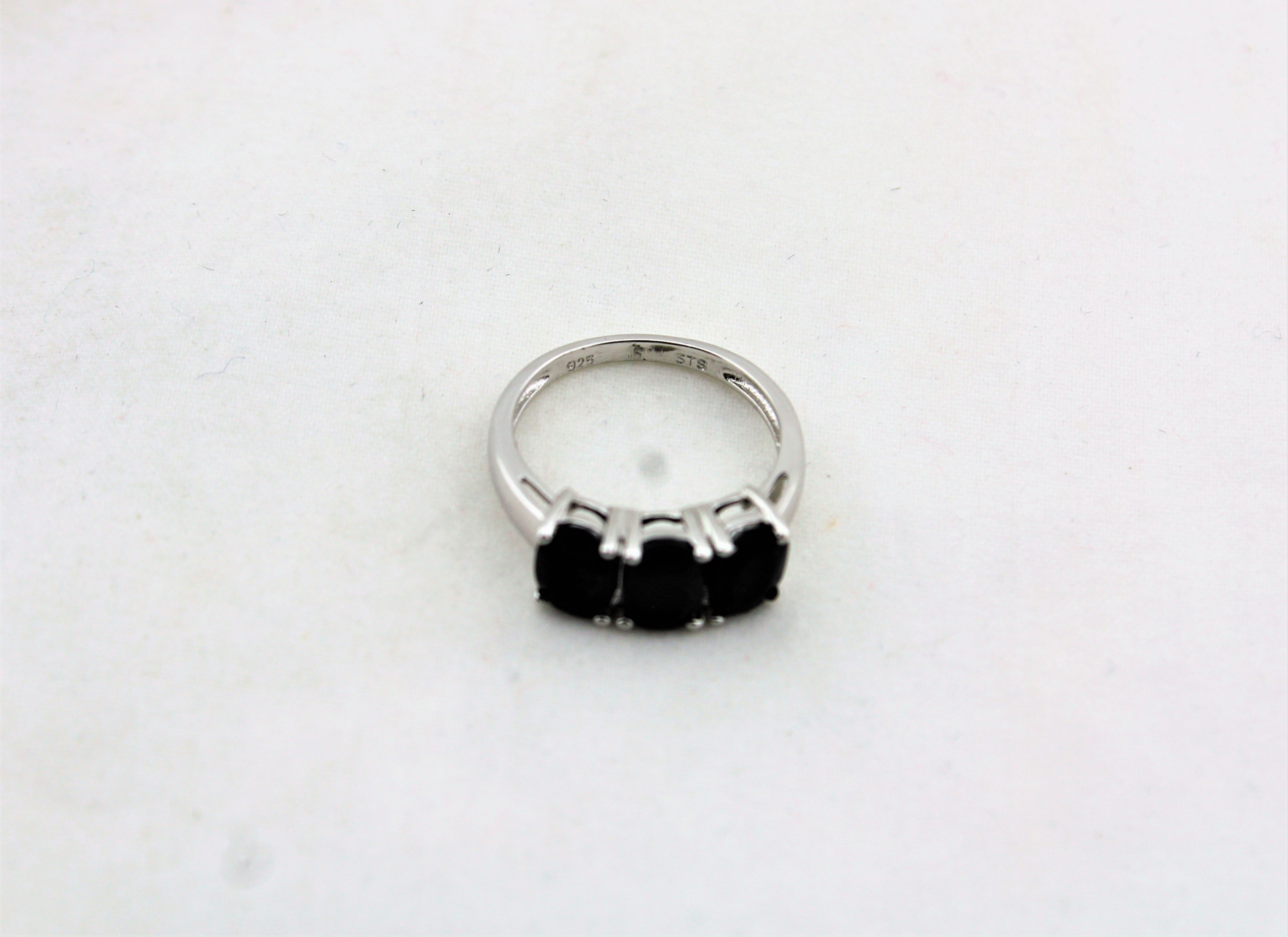Sterling Silver Dark Sapphire Ring