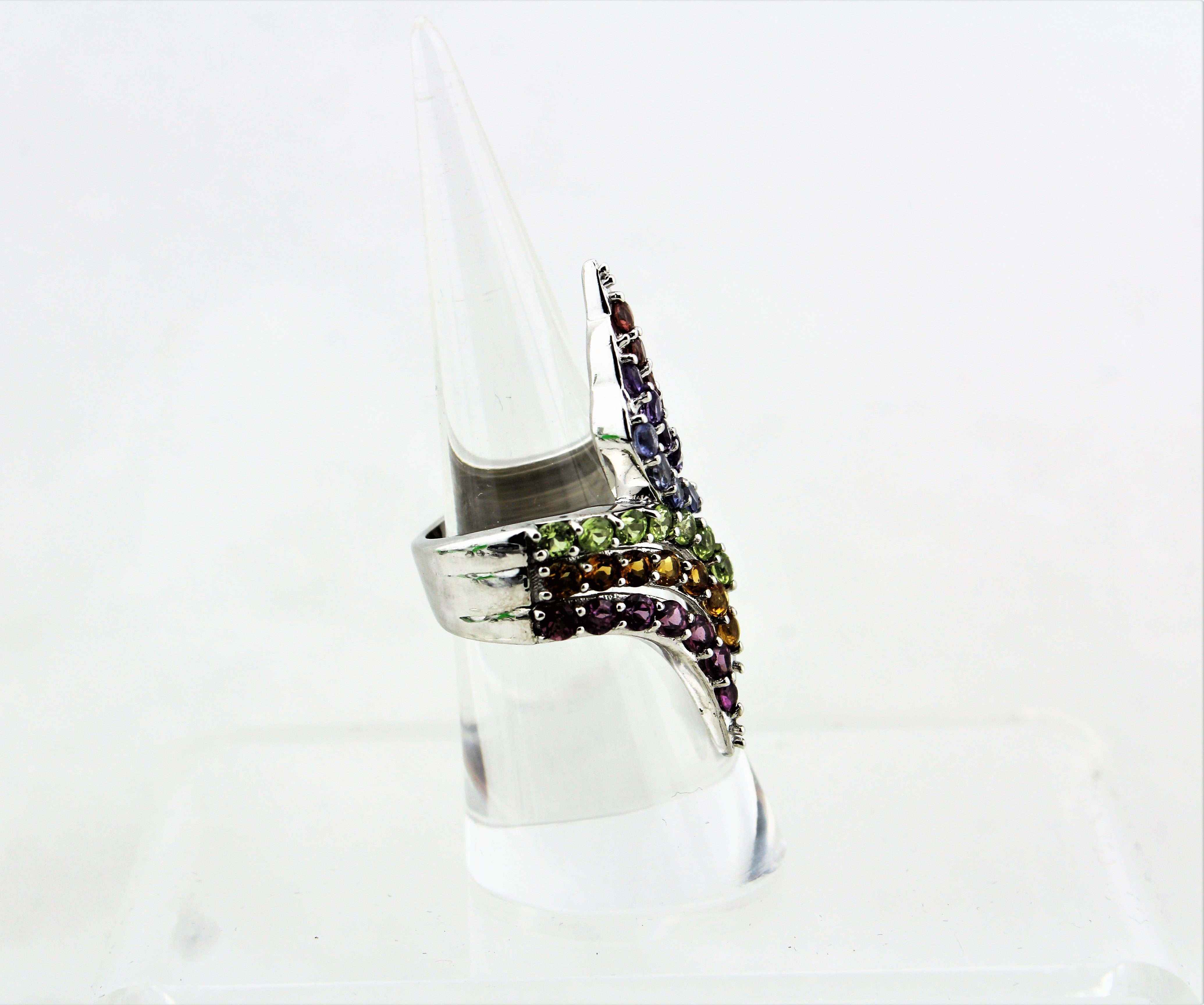 Sterling Silver Semiprecious Stones Ring