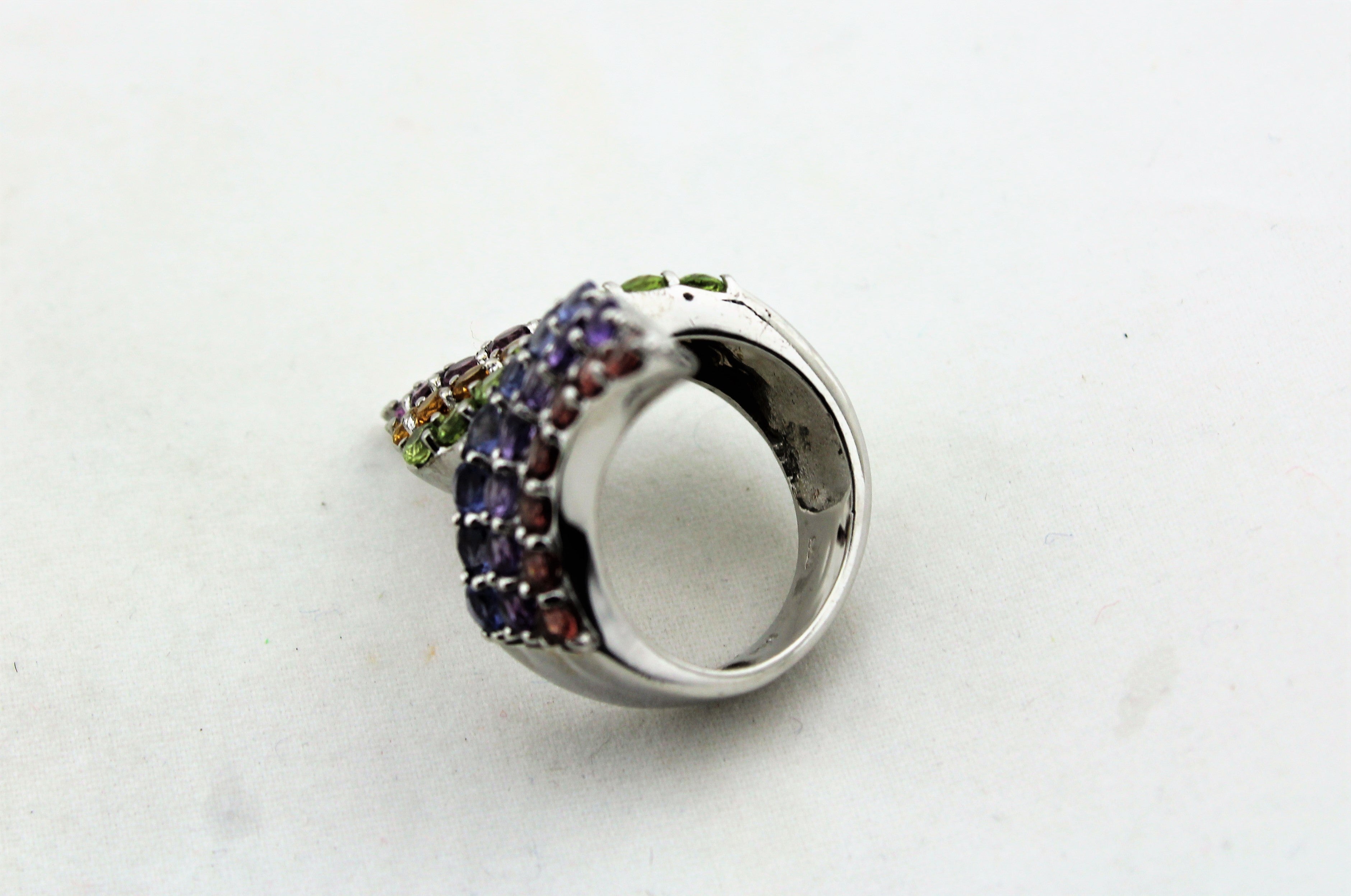 Sterling Silver Semiprecious Stones Ring