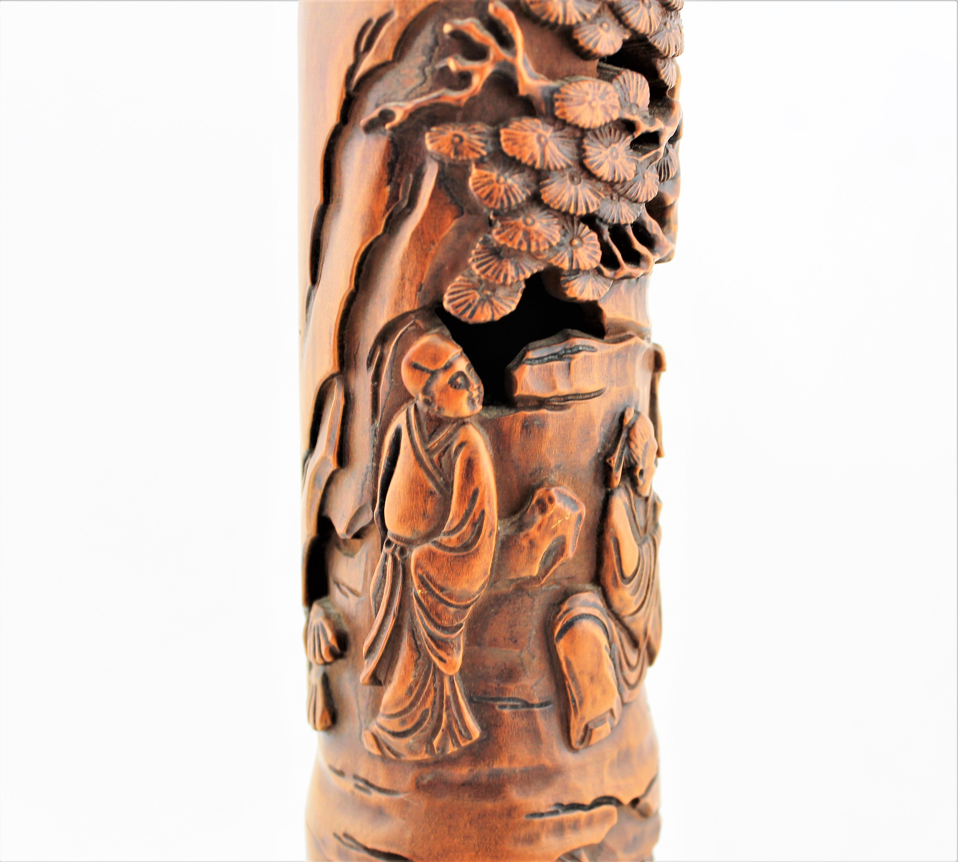 Vintage Boxwood and Bone Incense Storage Tube