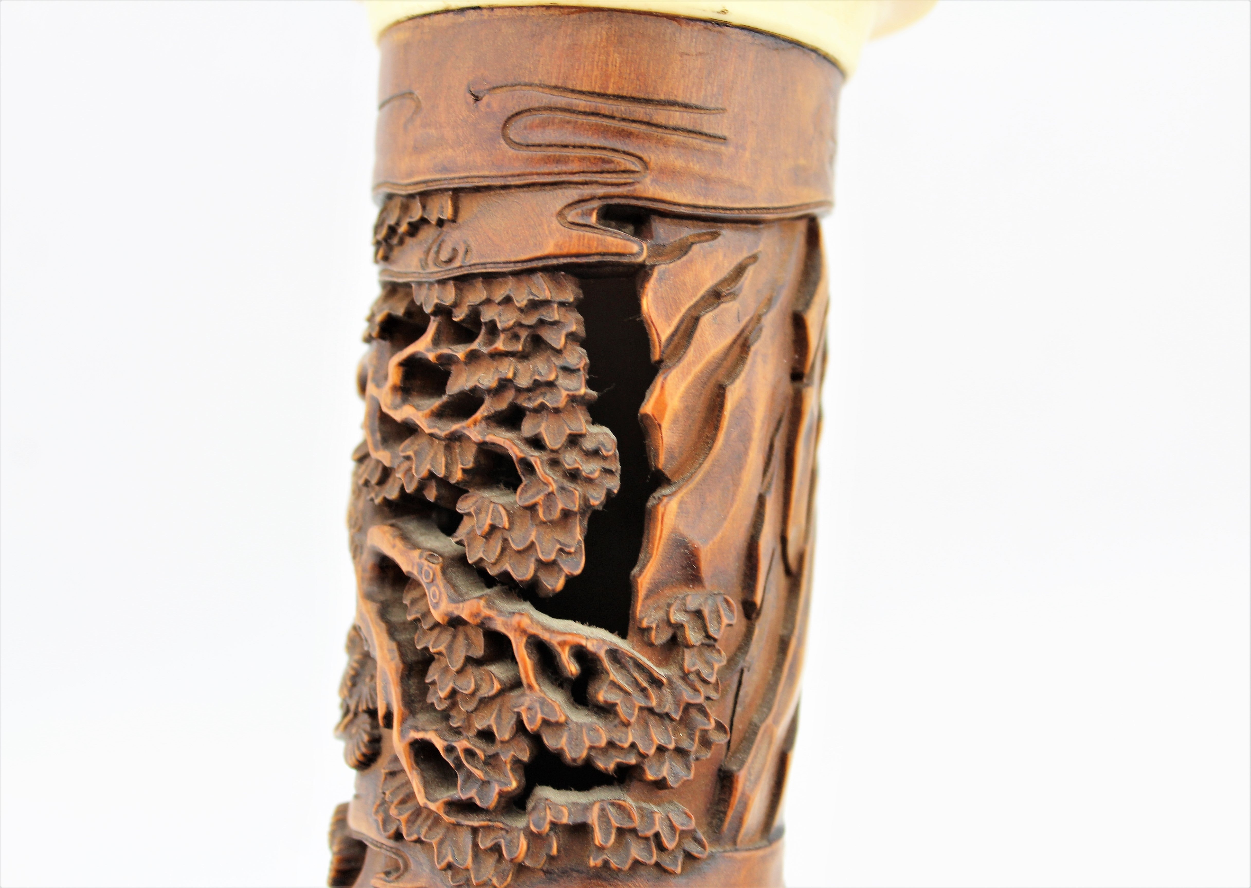 Vintage Boxwood and Bone Incense Storage Tube