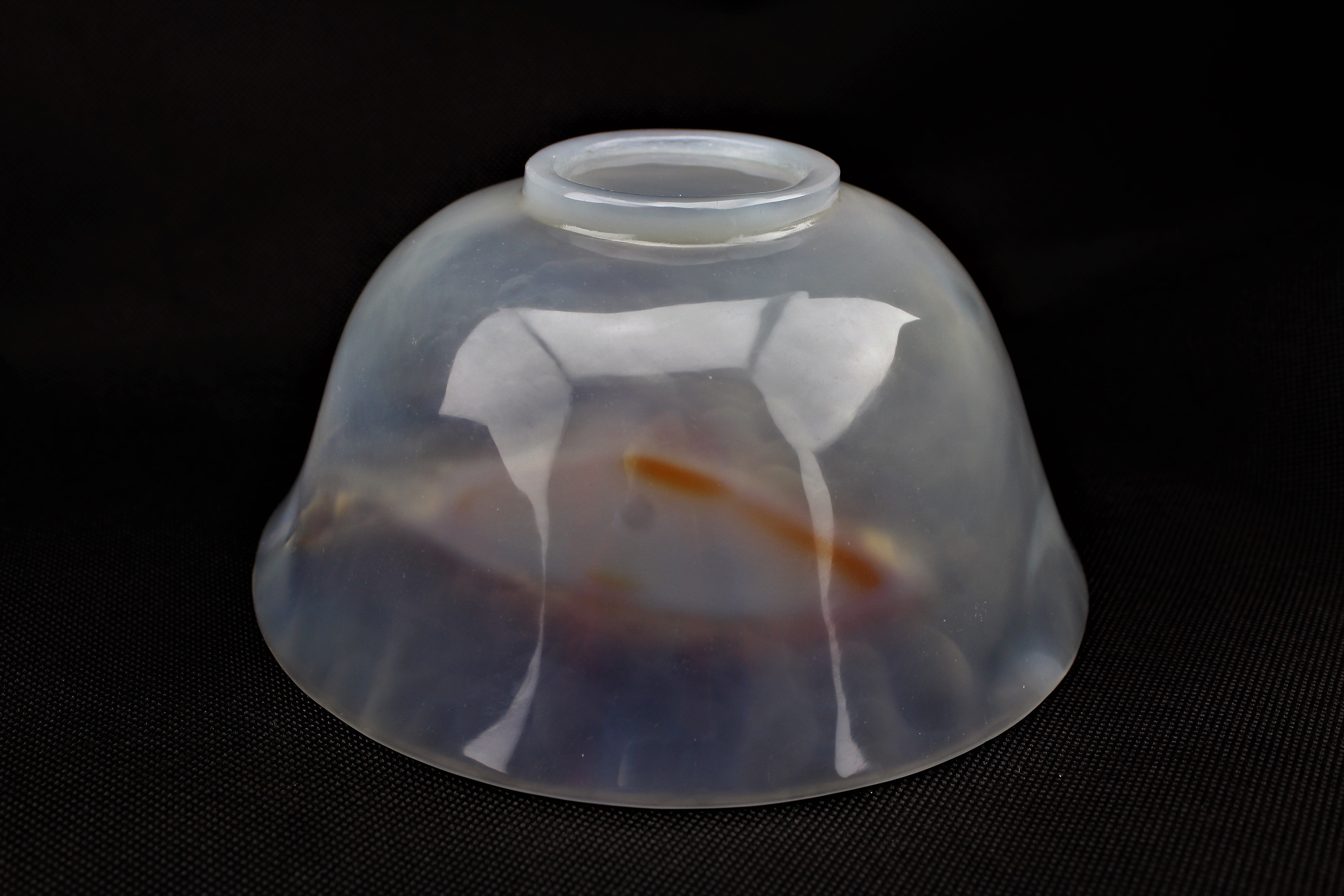 Carved Agate Double Fish Bowl
