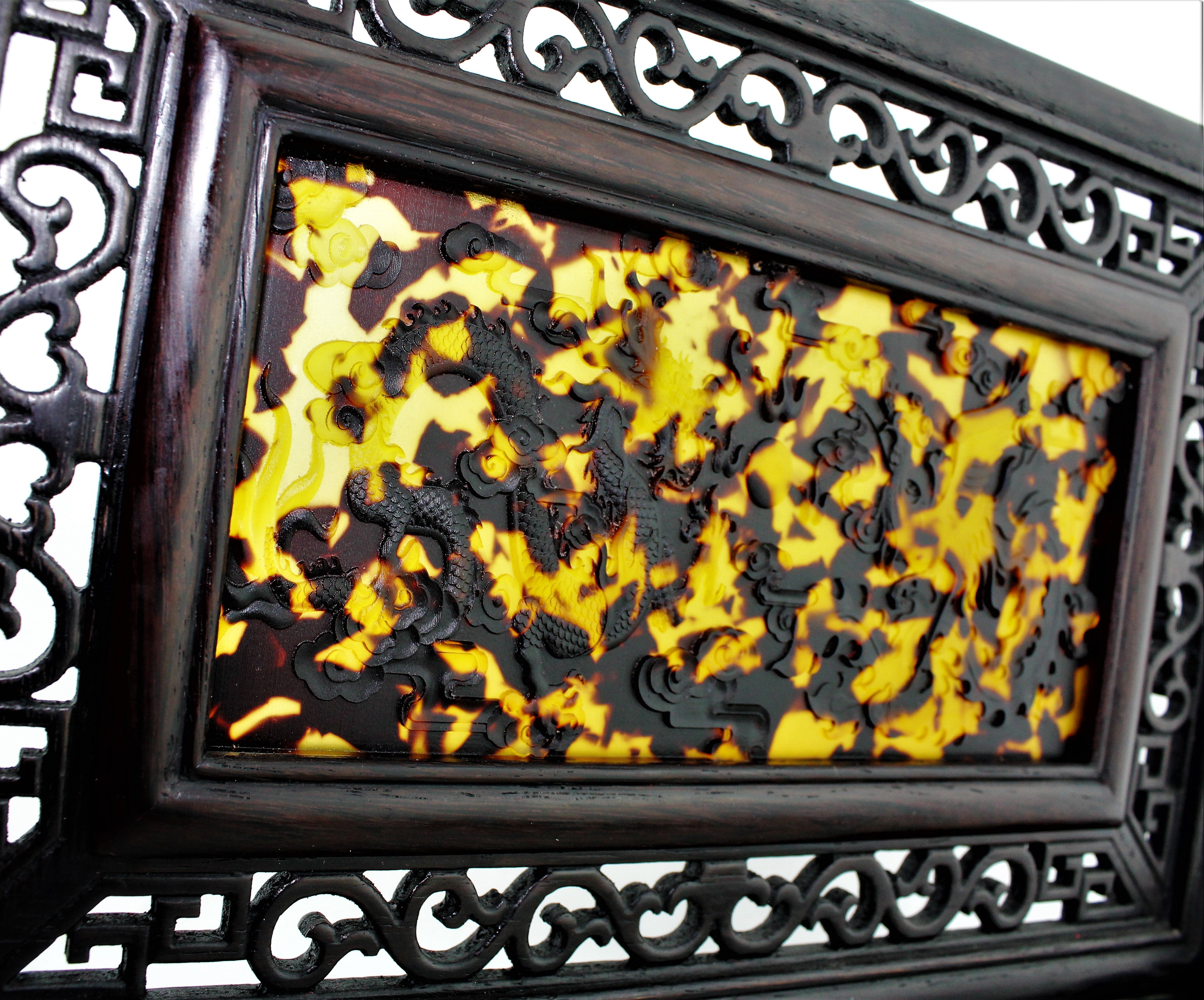 Carved Fortune Dragon Table Screen