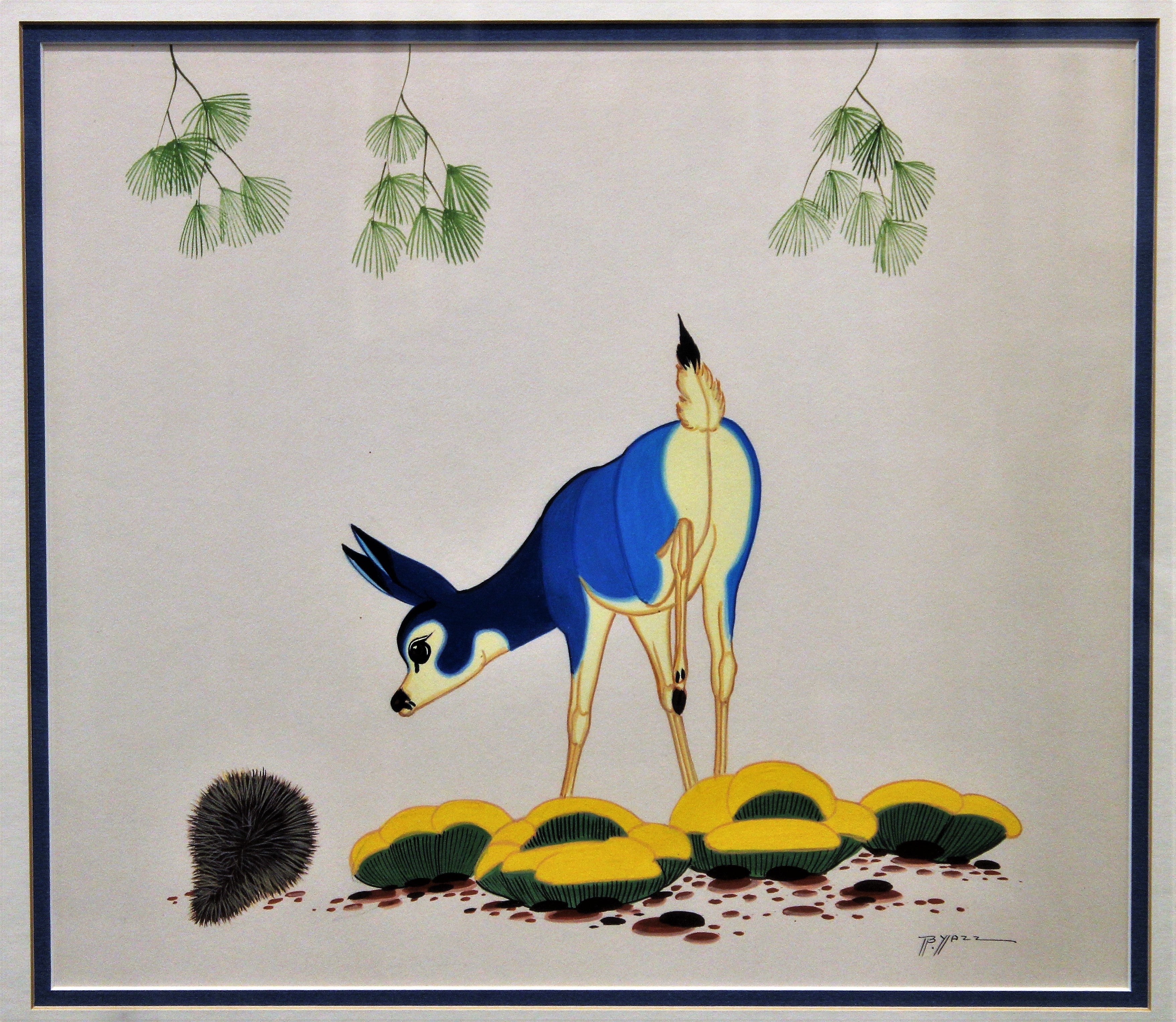 Beatien Yazz Tempera on Paper Deer Painting