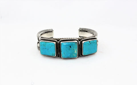 Clendon Pete Sterling Silver Turquoise Bracelet