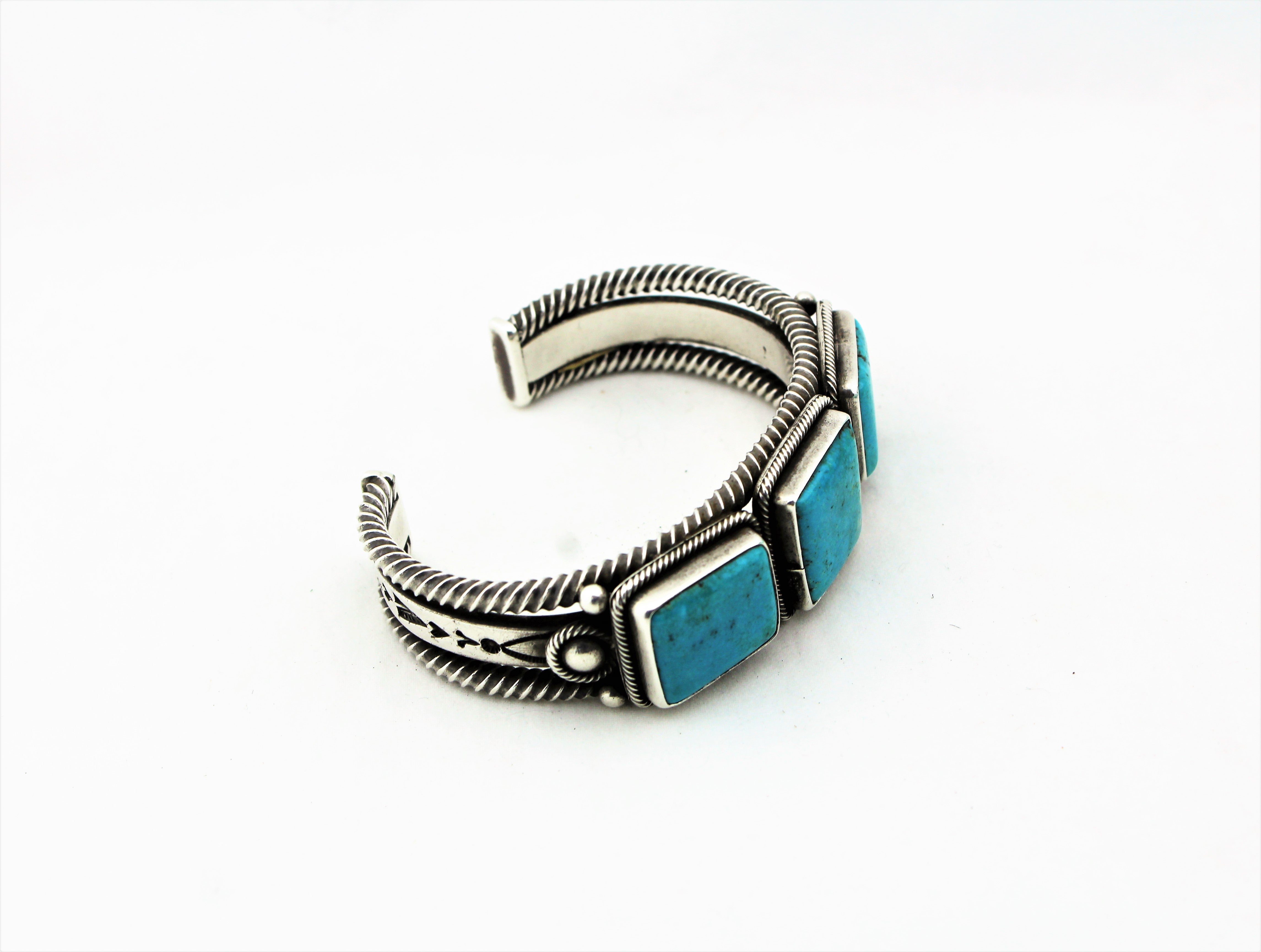 Clendon Pete Sterling Silver Turquoise Bracelet