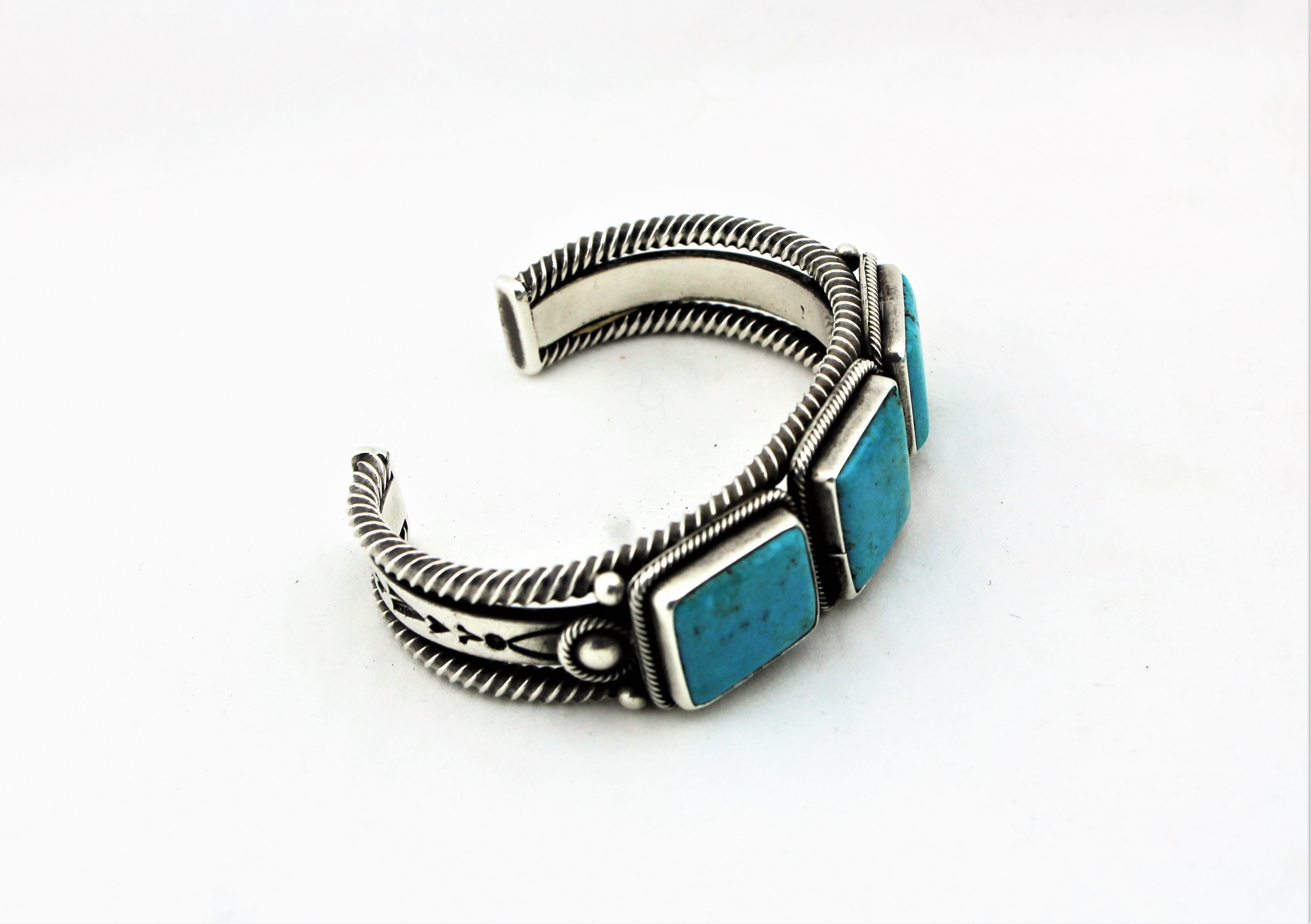 Clendon Pete Sterling Silver Turquoise Bracelet