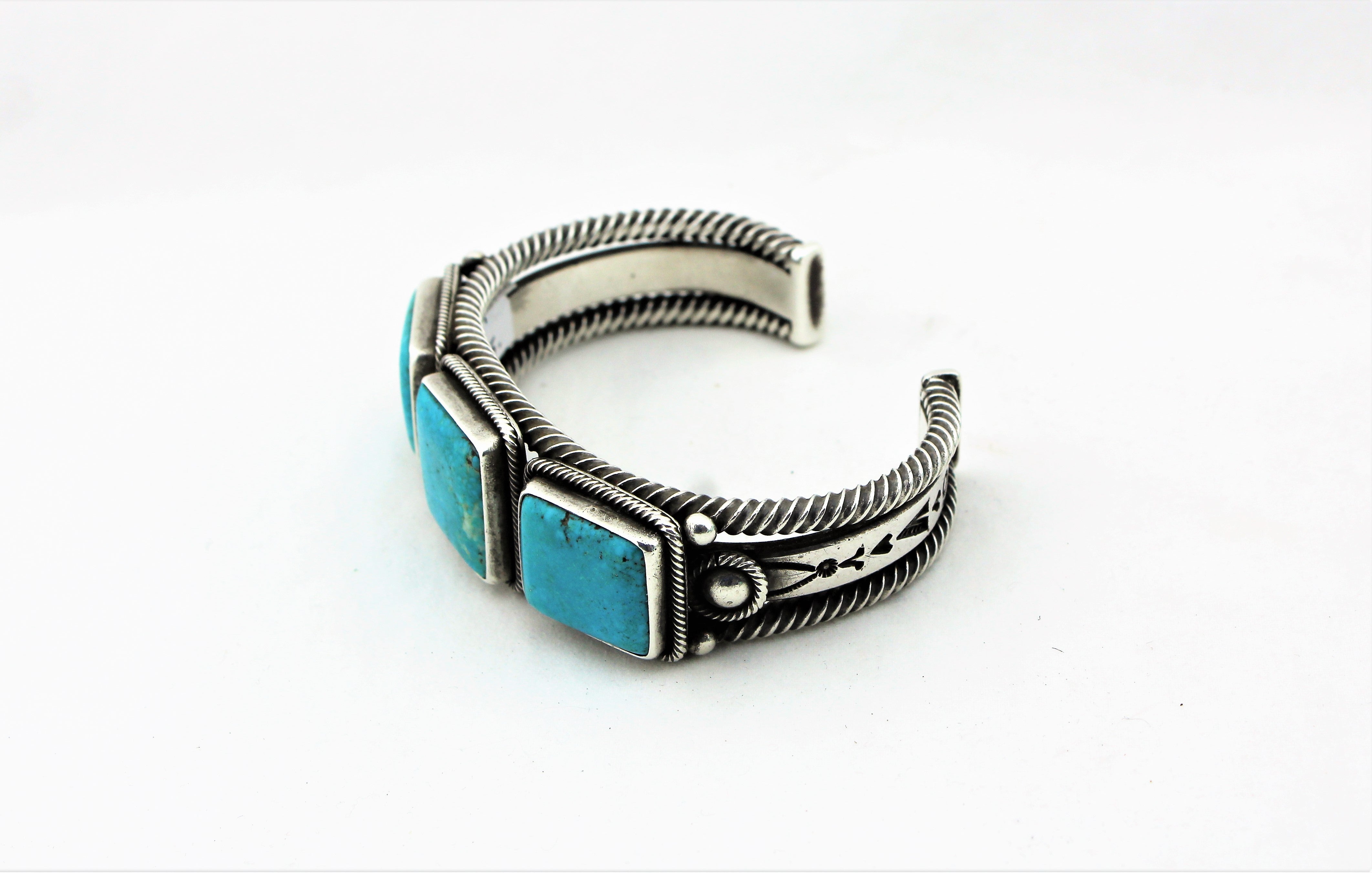 Clendon Pete Sterling Silver Turquoise Bracelet