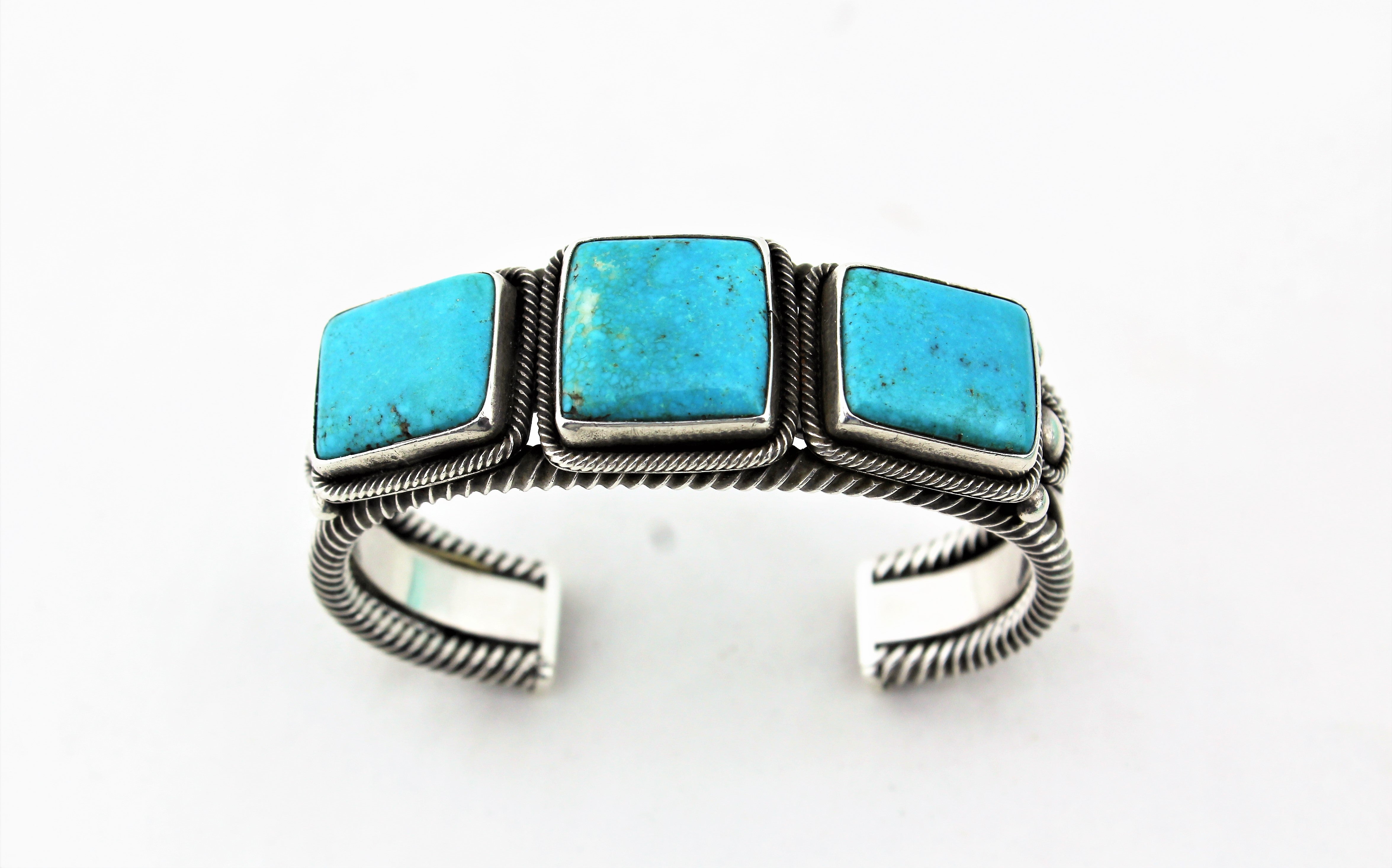 Clendon Pete Sterling Silver Turquoise Bracelet
