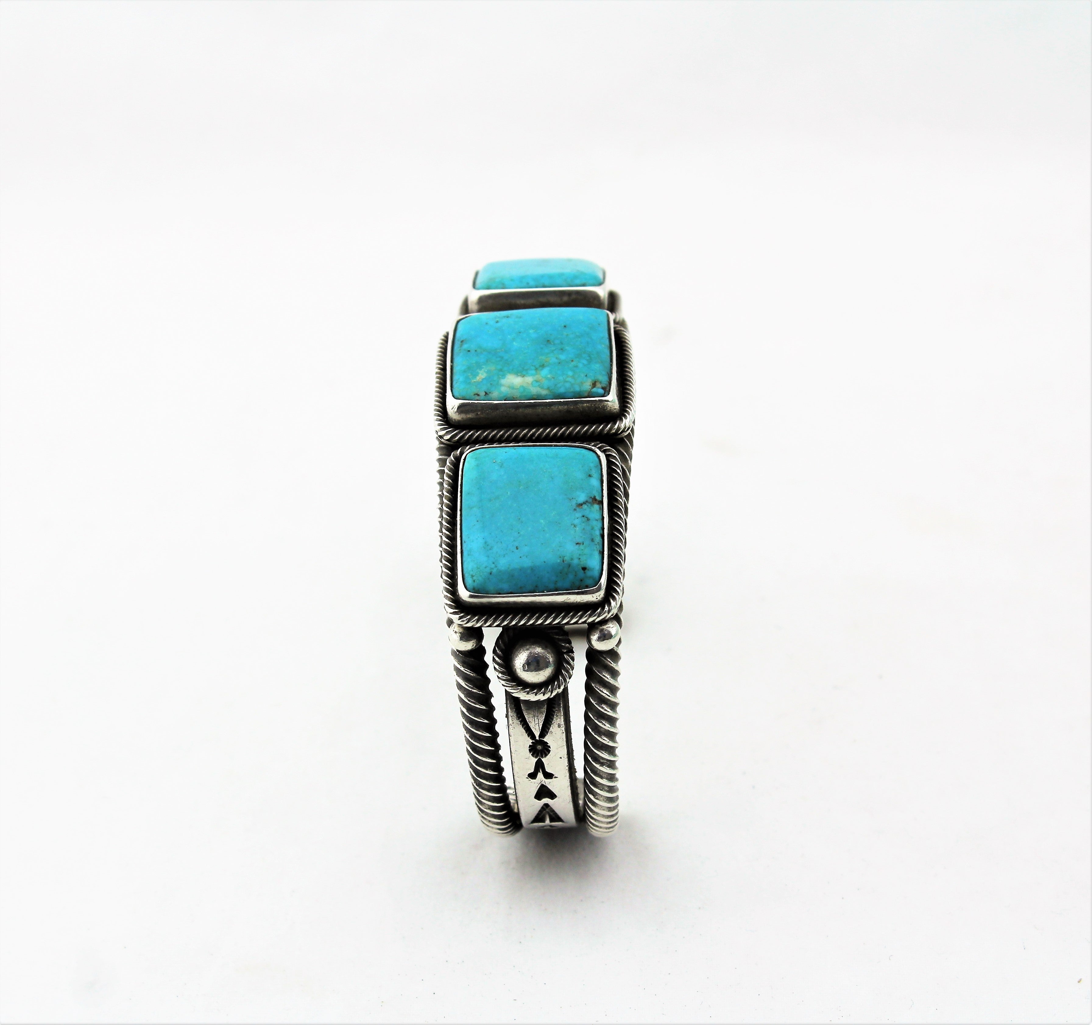 Clendon Pete Sterling Silver Turquoise Bracelet