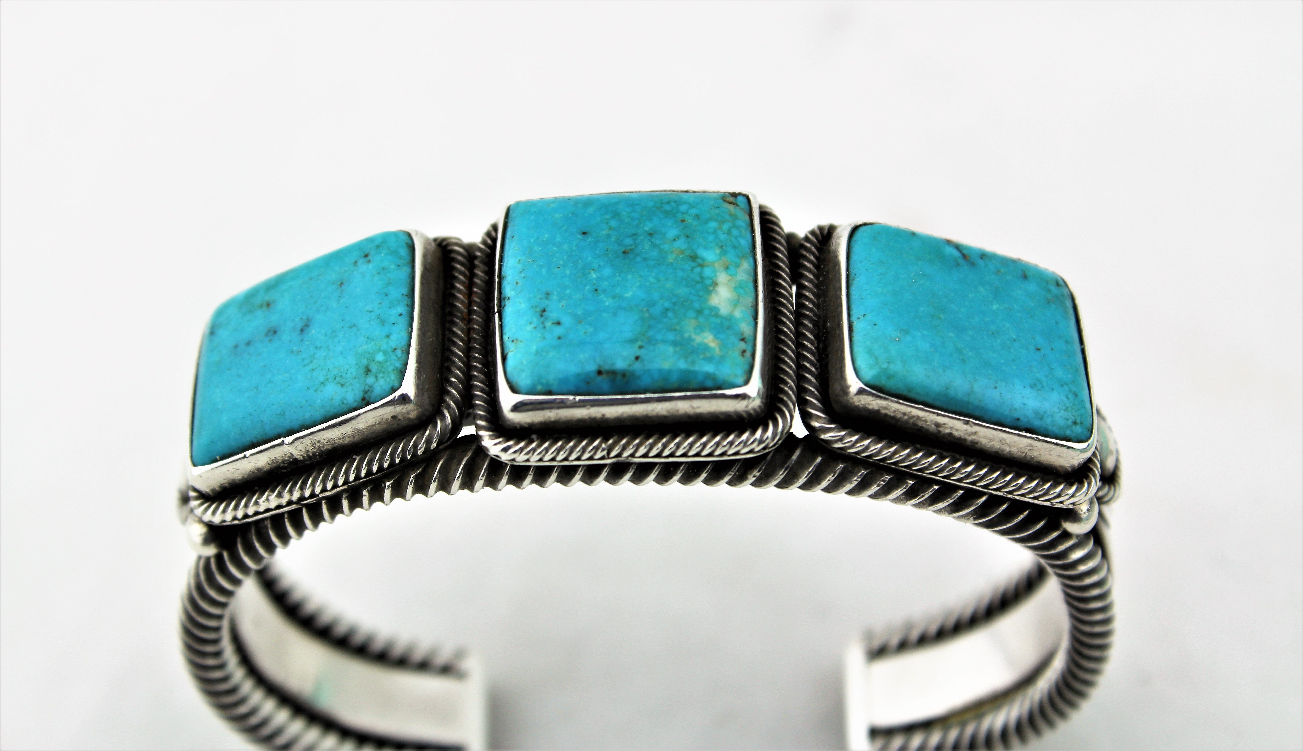 Clendon Pete Sterling Silver Turquoise Bracelet