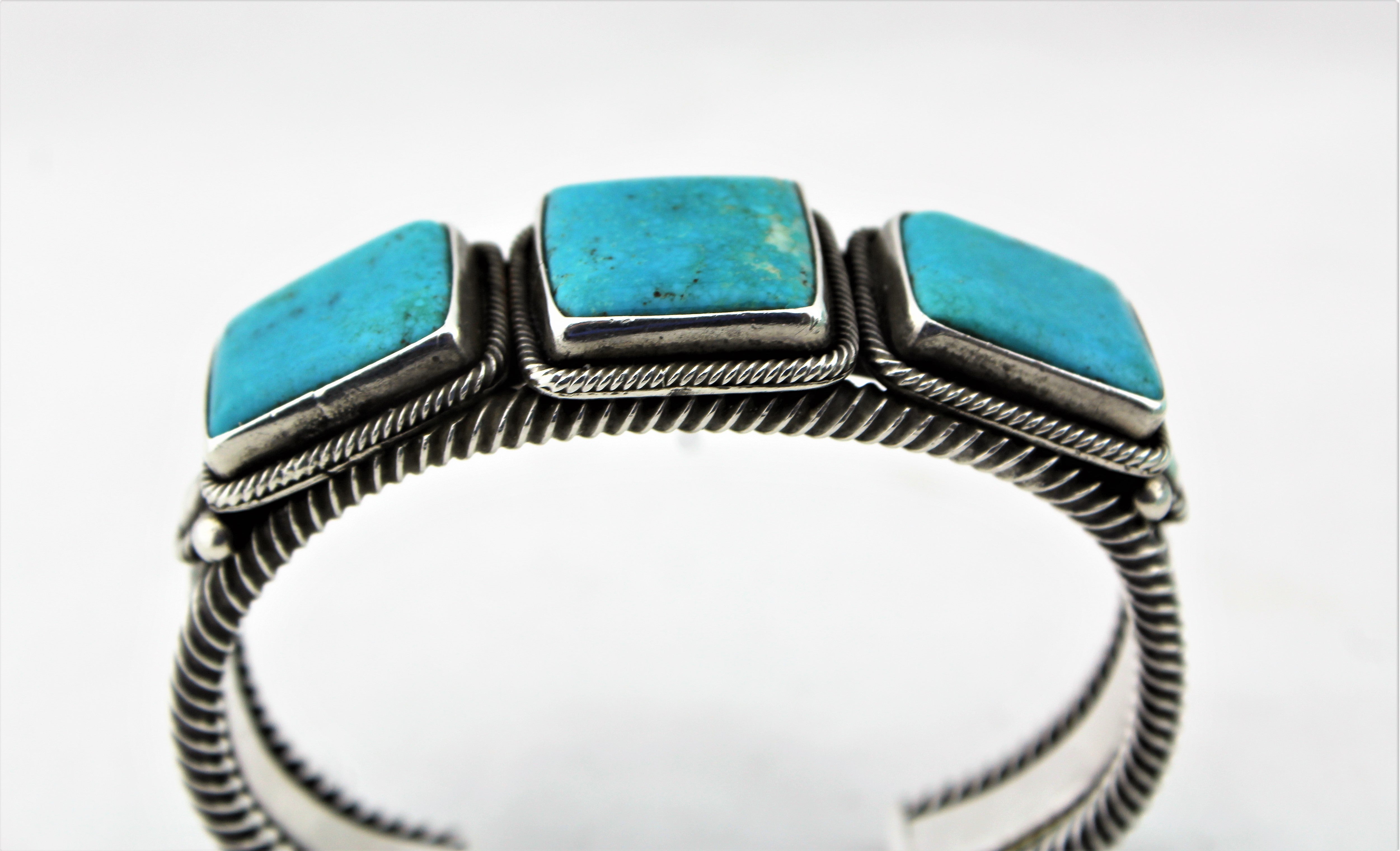 Clendon Pete Sterling Silver Turquoise Bracelet
