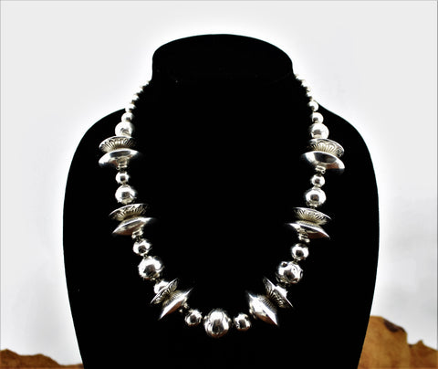 Sterling Silver Graduated Beads Necklace