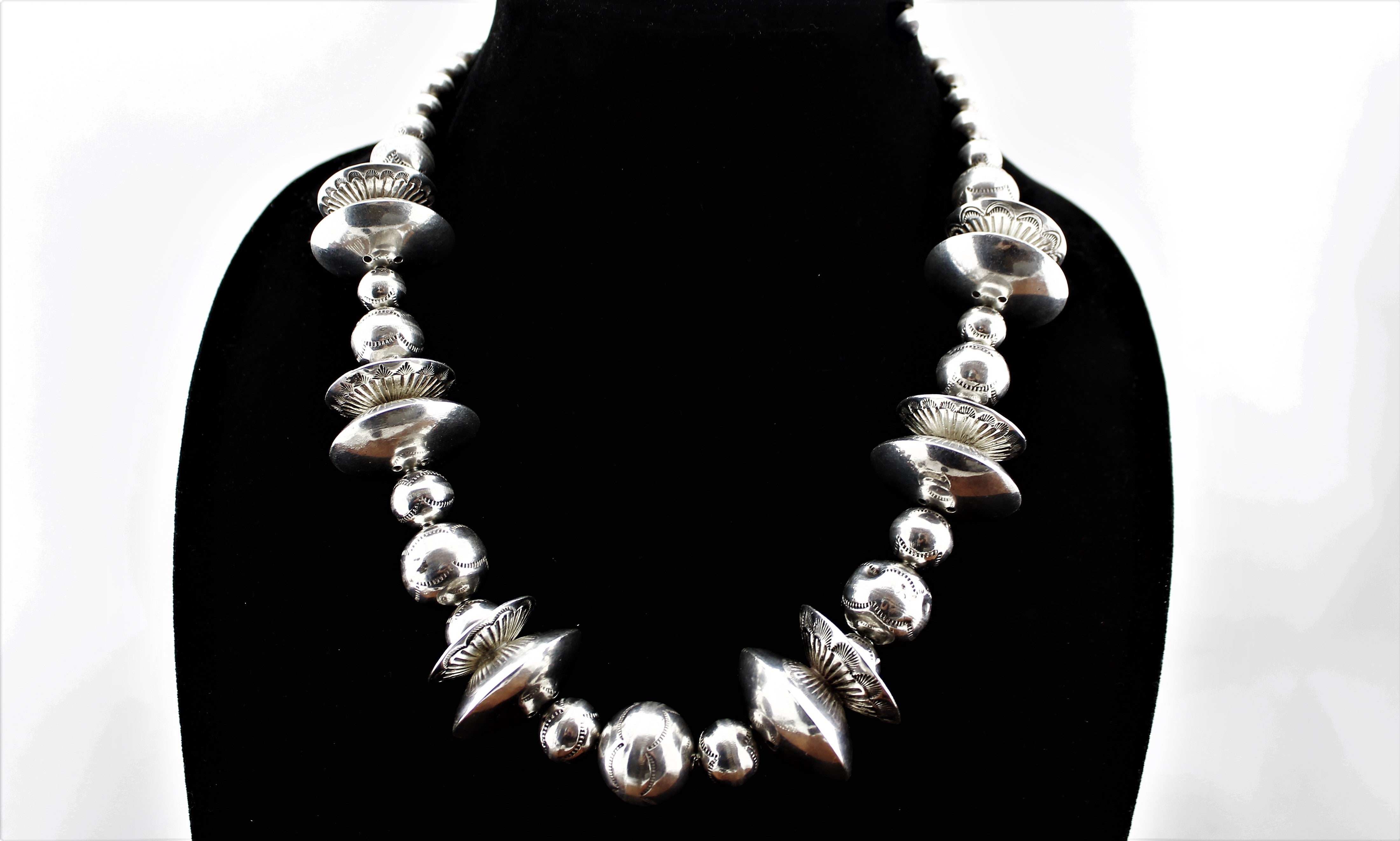 Sterling Silver Graduated Beads Necklace