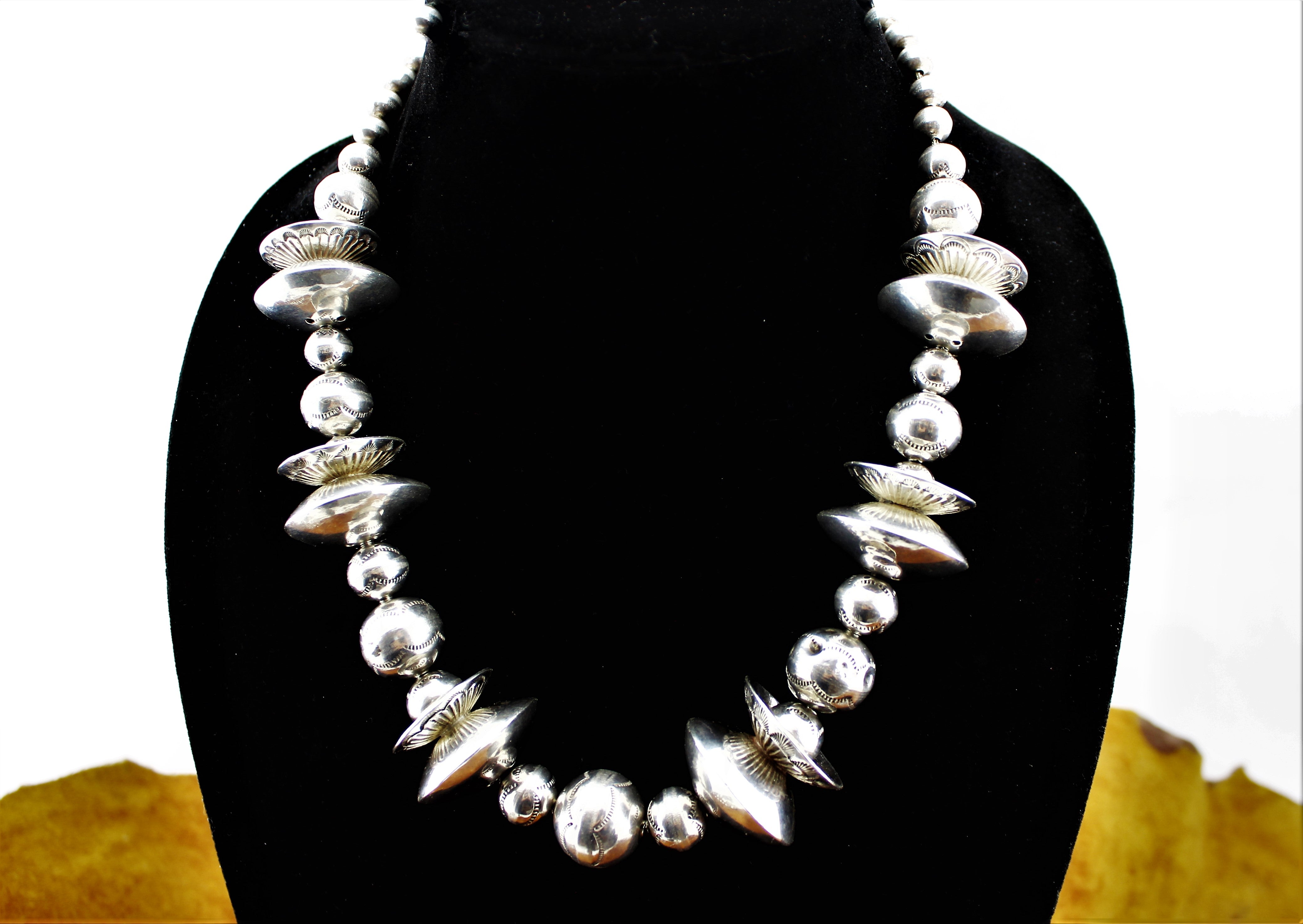 Sterling Silver Graduated Beads Necklace
