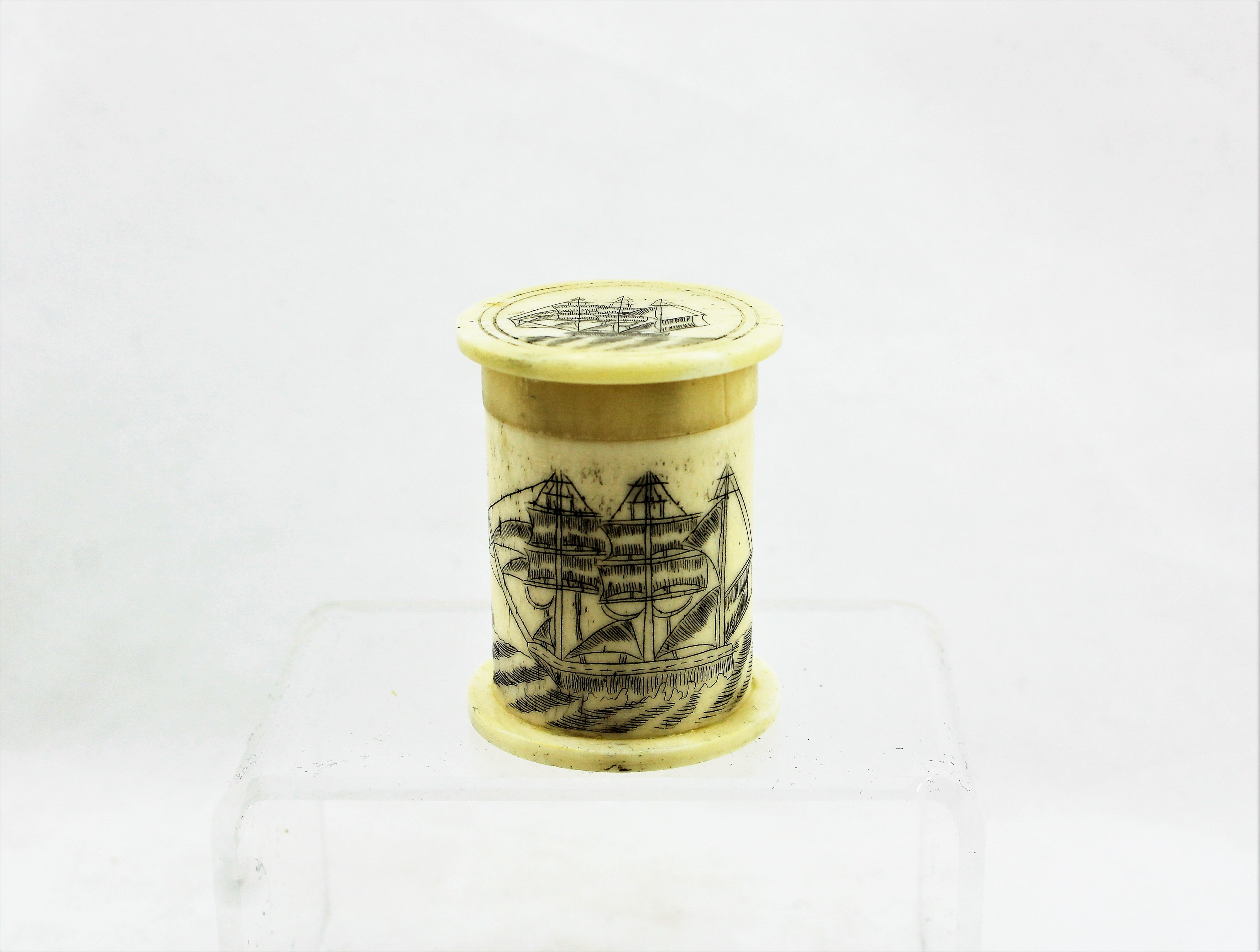Bone Scrimshaw Canister