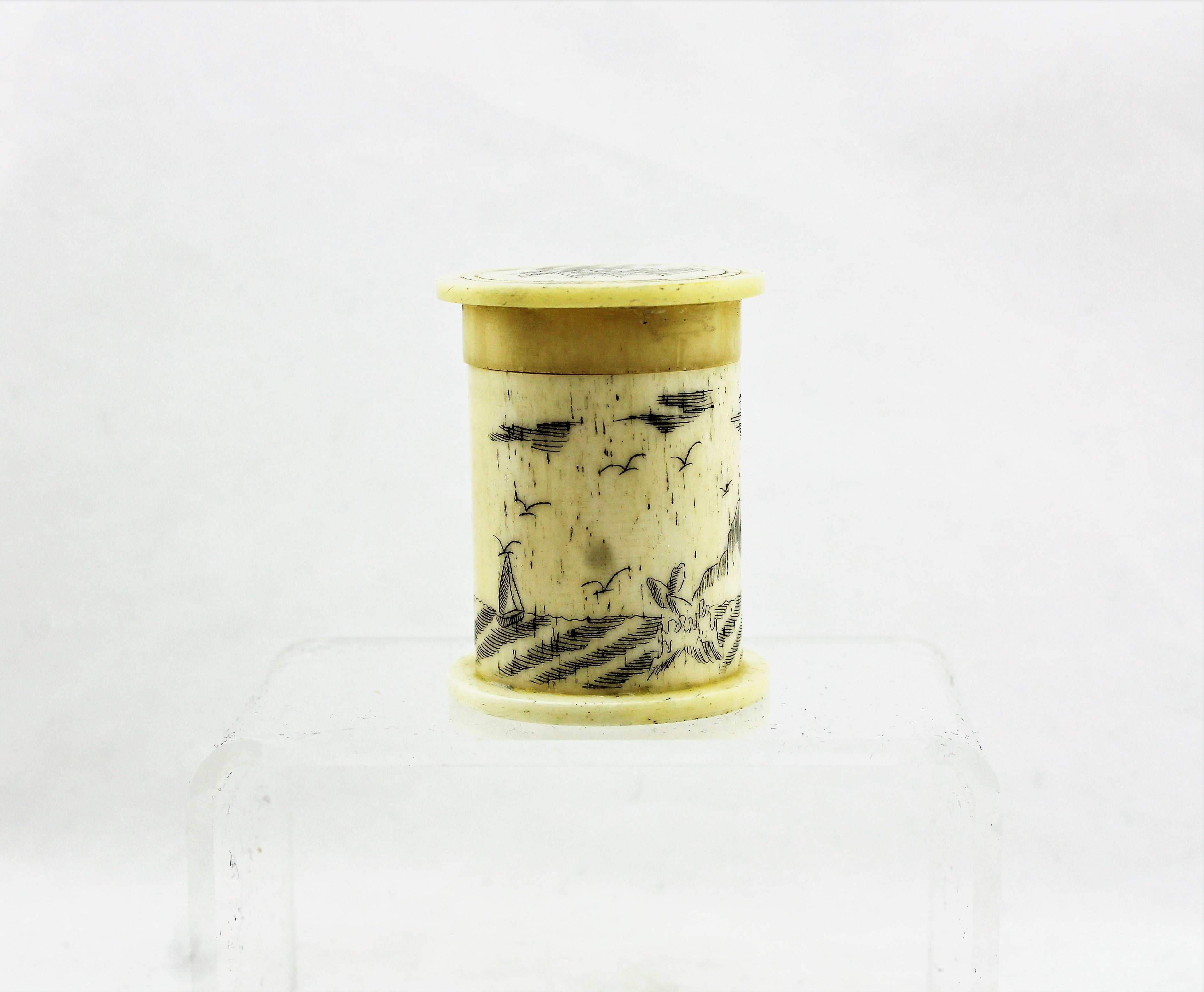 Bone Scrimshaw Canister
