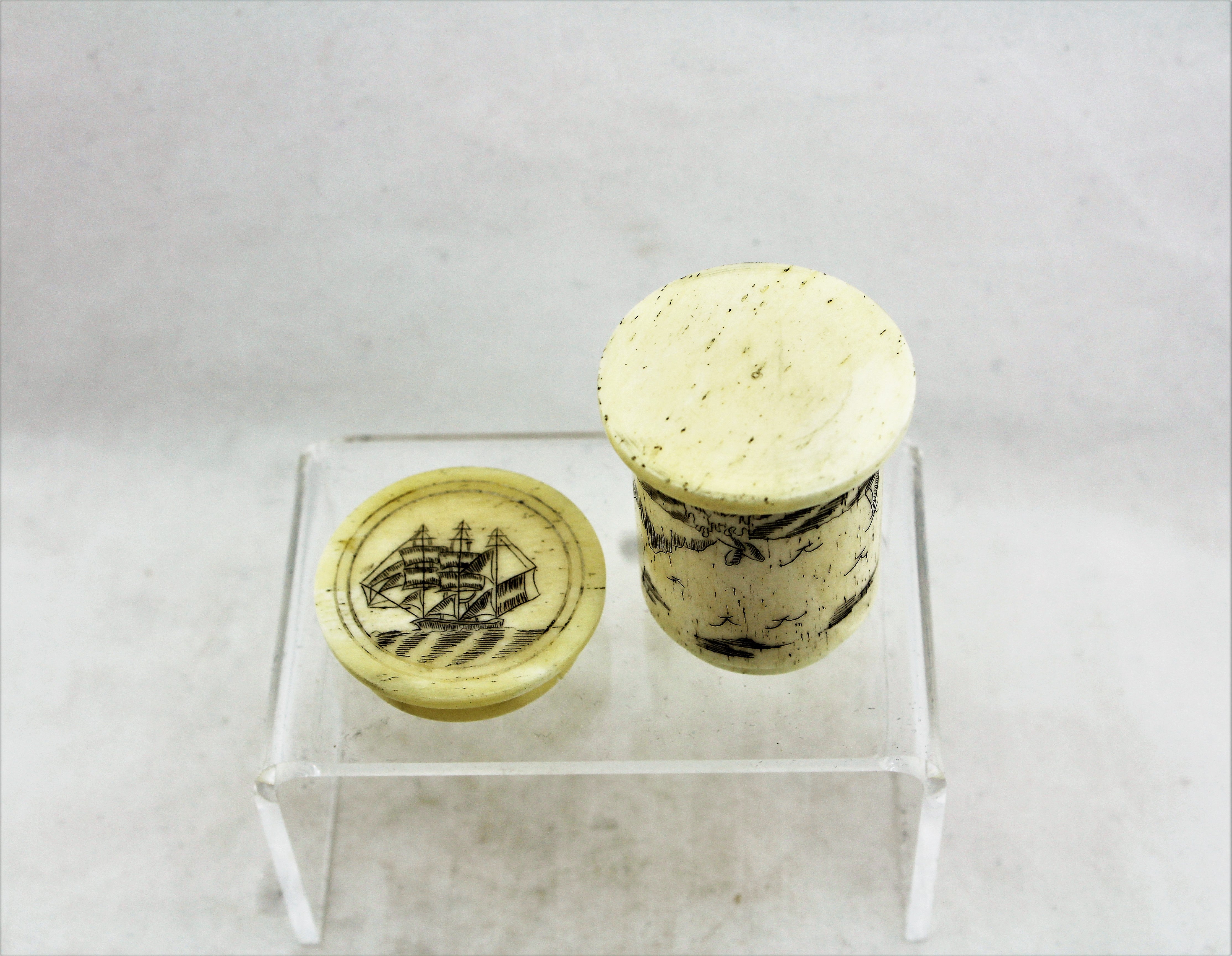 Bone Scrimshaw Canister