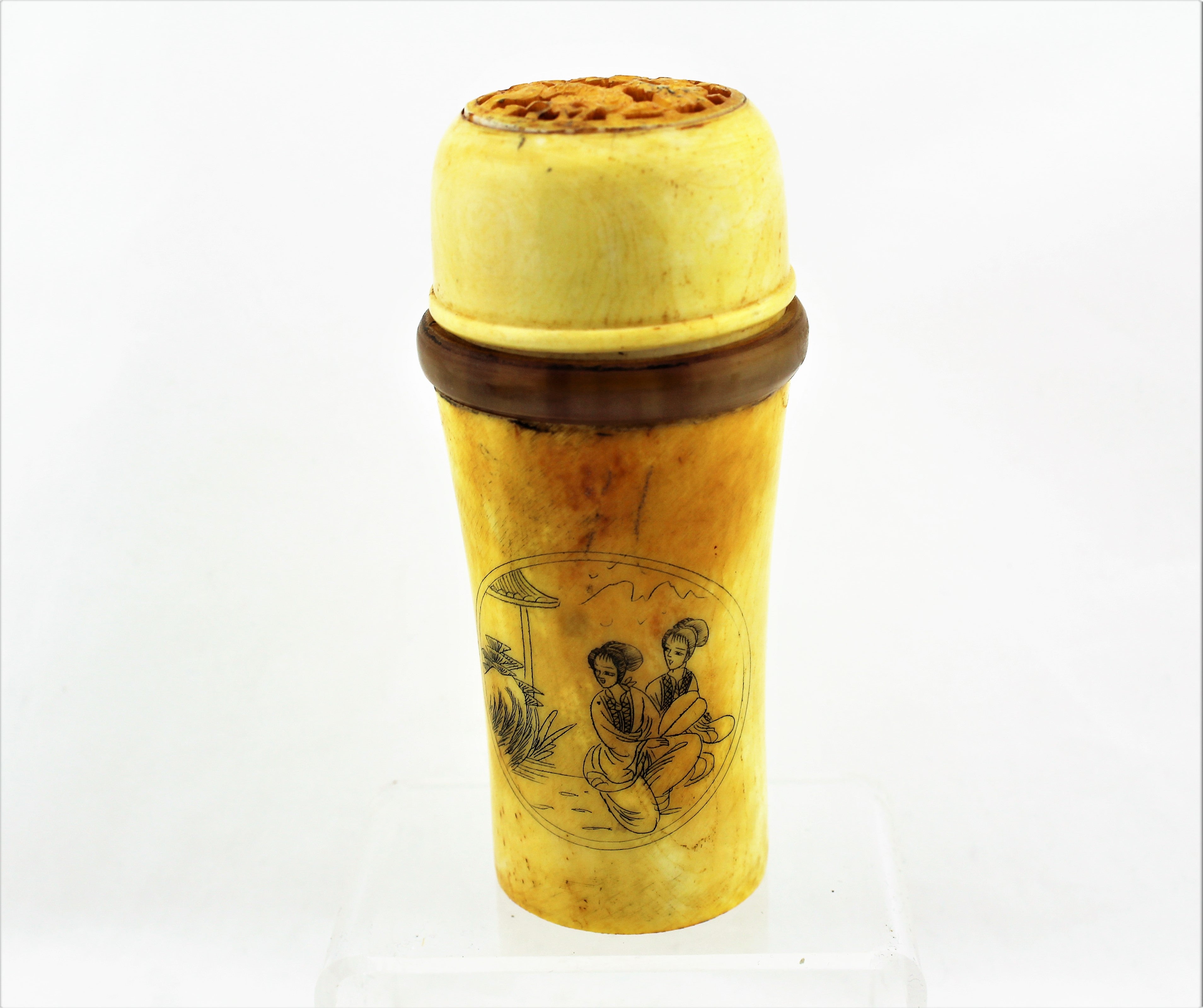 Carved Bone Canister